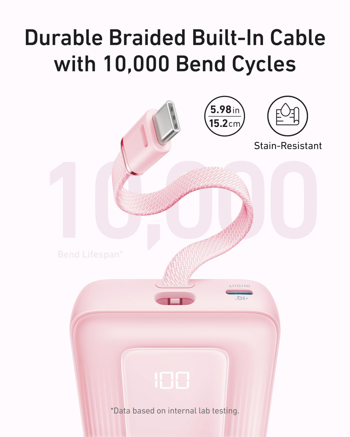 Anker Zolo 30W Power Bank 10000mAh with Built-in USB-C Cable