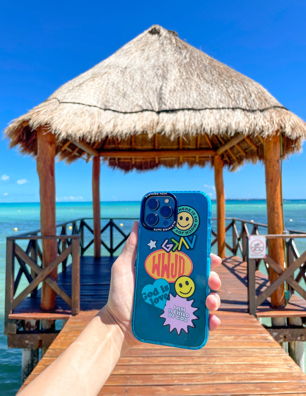 Blue Sticker Collage Phone Case Durable Protective Phone Cover