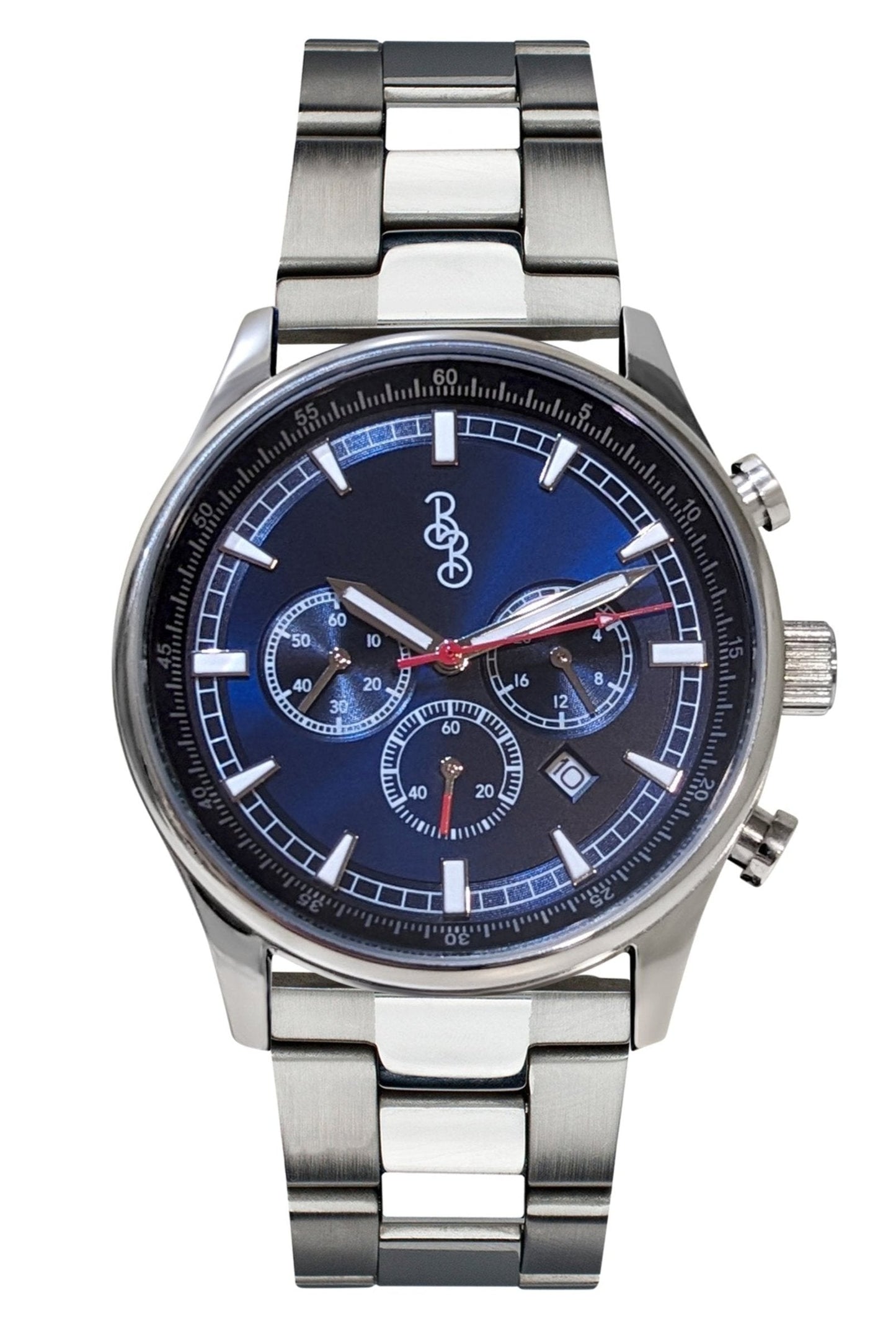 Blue Sport Chronograph Blue Silicone Strap Watch The Beyond Boring Watch Company