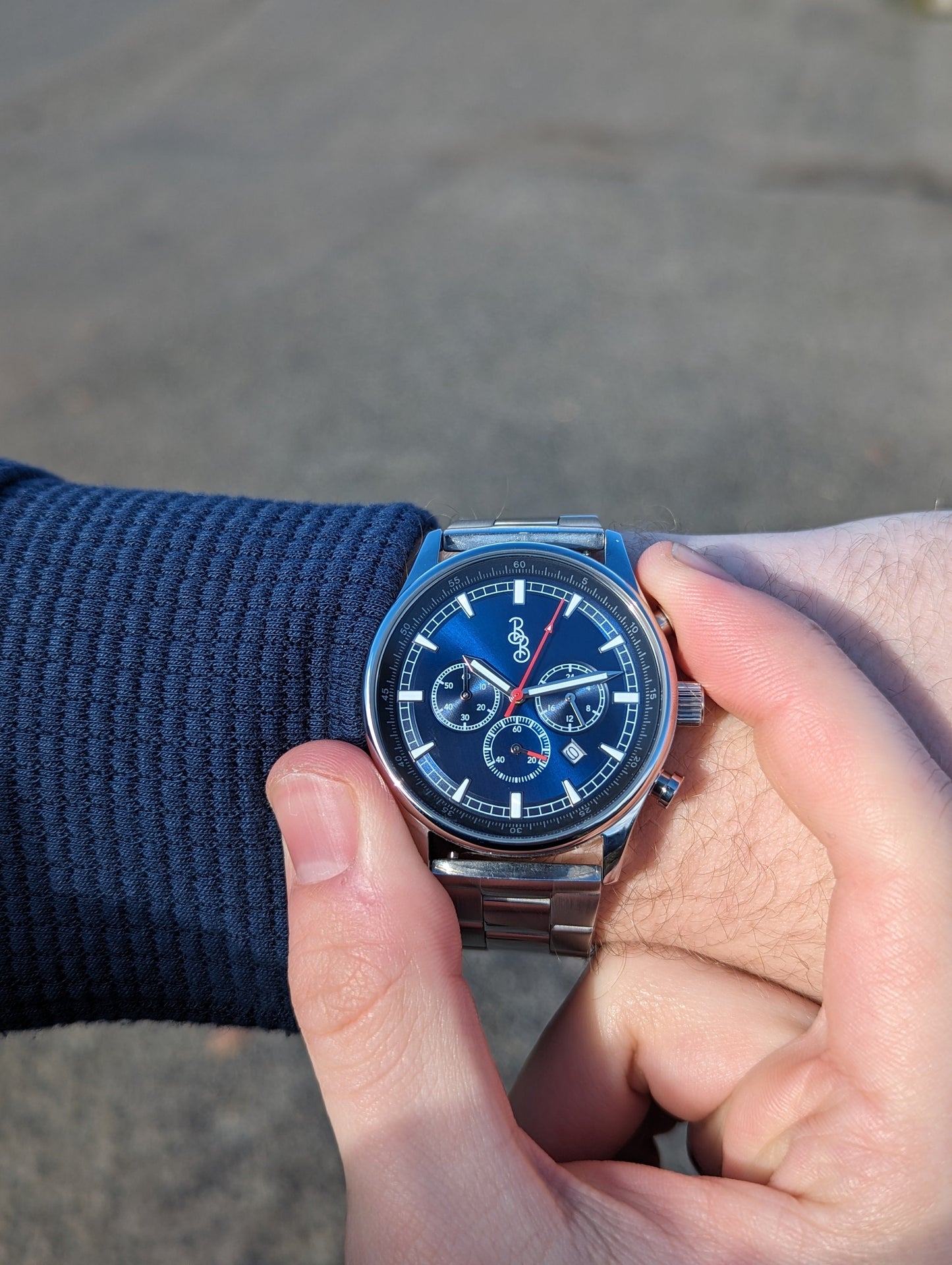 Blue Sport Chronograph Blue Silicone Strap Watch The Beyond Boring Watch Company