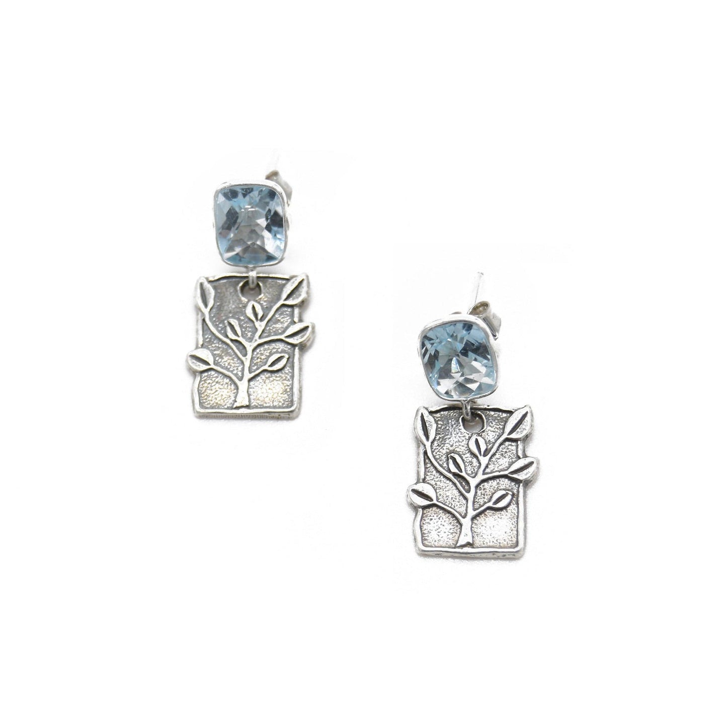 Natural Blue Topaz Sterling Silver Branch Earring ADIBA