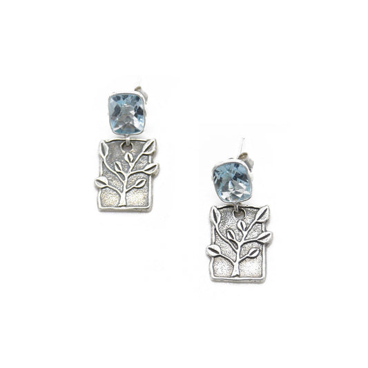 Natural Blue Topaz Sterling Silver Branch Earring ADIBA