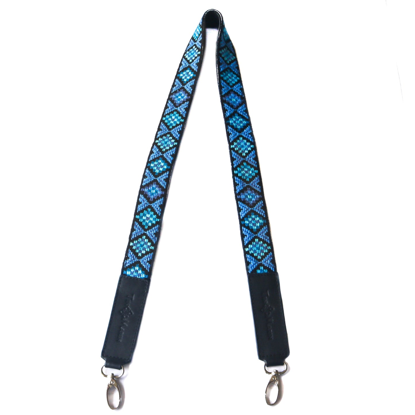 Mai Blue Woven Bag Strap with Leather Tin Marin