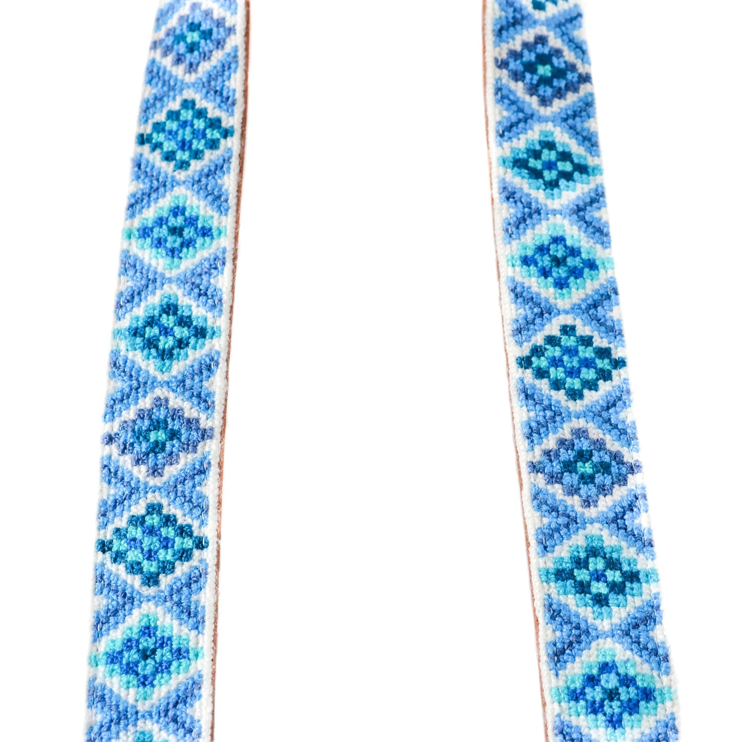 Mai Blue Woven Bag Strap with Leather Tin Marin
