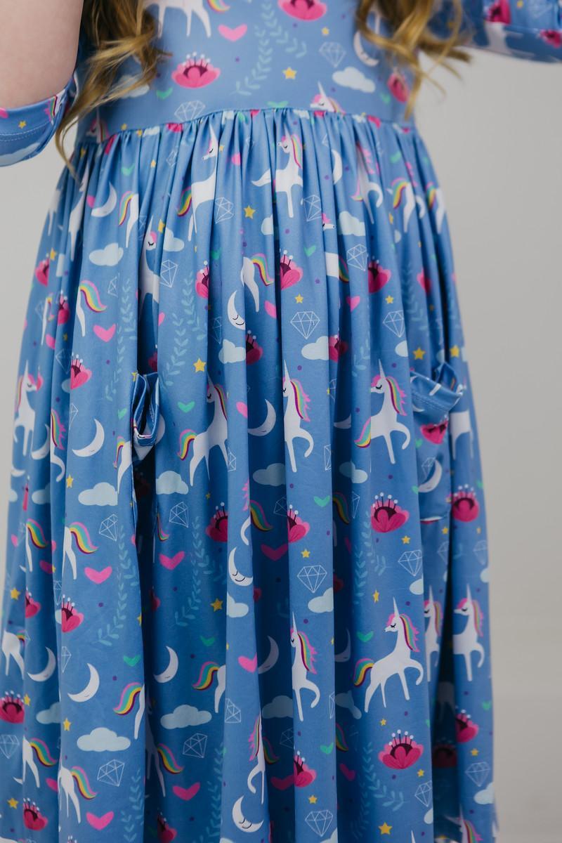 Blue Moon 3/4 Sleeve Twirl Dress with Pocket