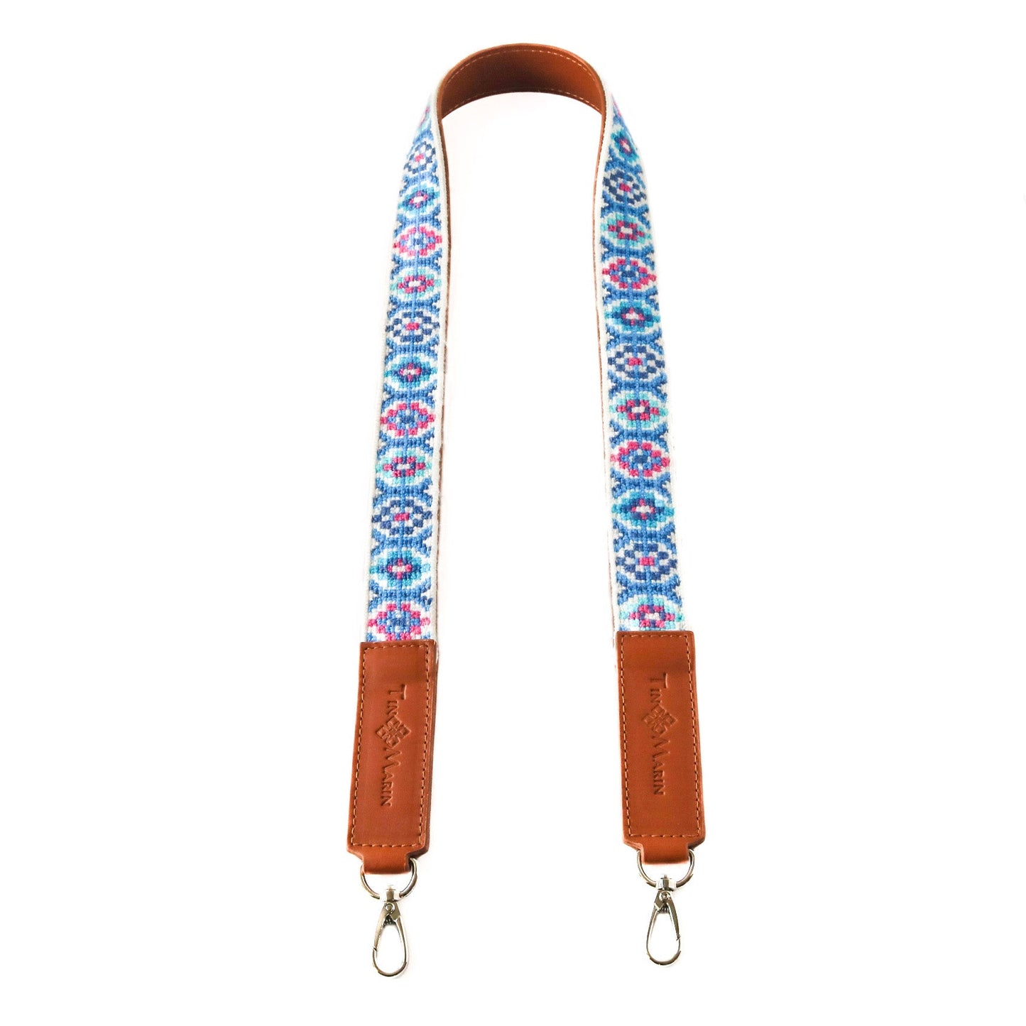 Woven Blue & Pink Leather Bag Strap Mai