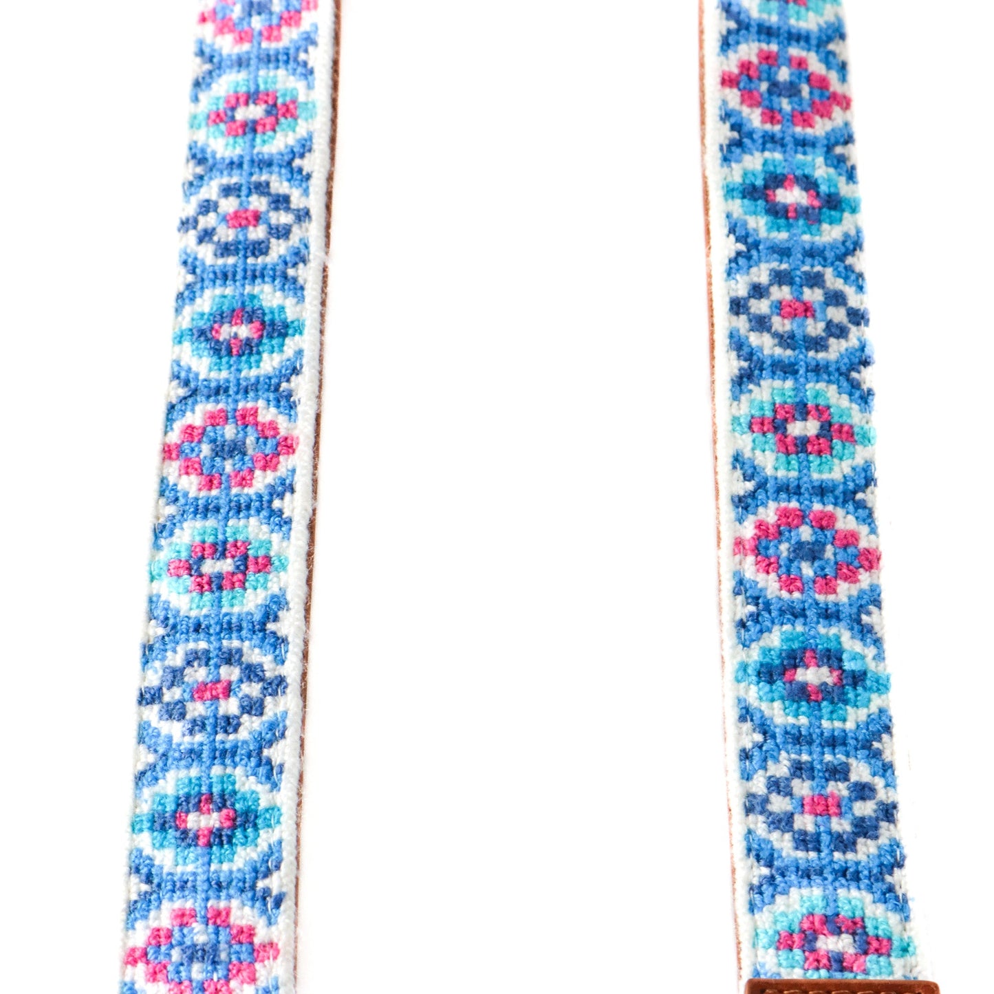 Woven Blue & Pink Leather Bag Strap Mai