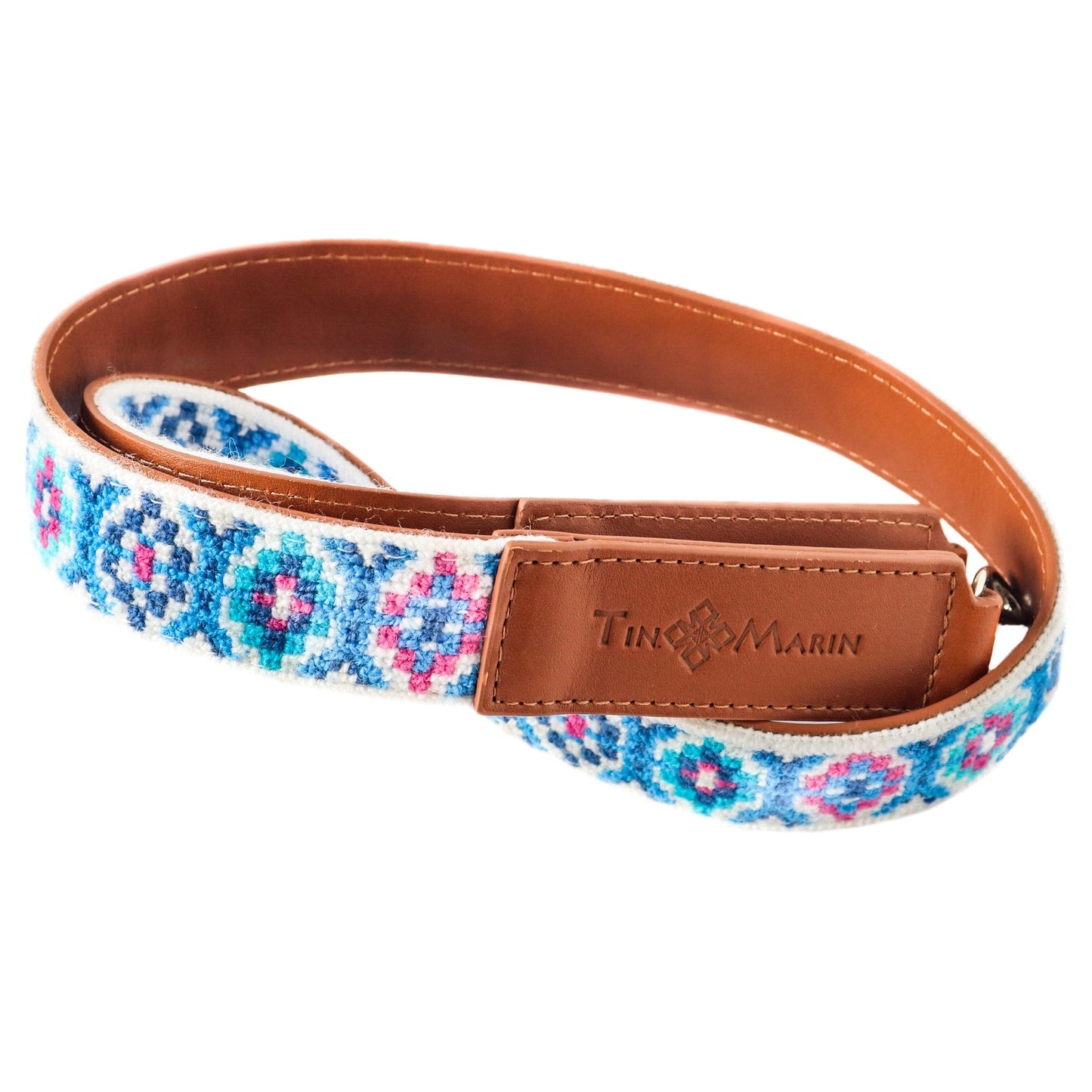 Woven Blue & Pink Leather Bag Strap Mai