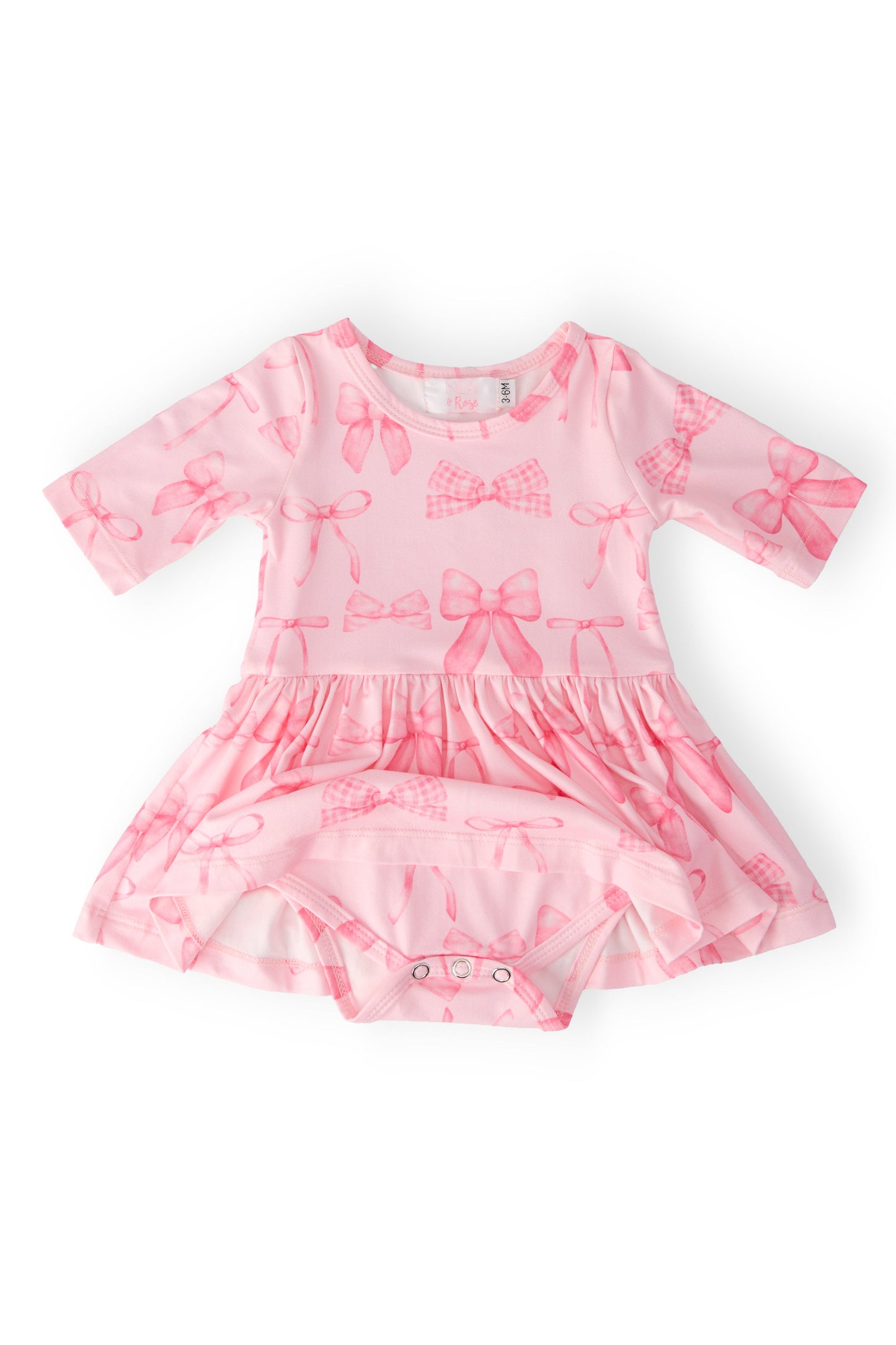 Blushing Bows 3/4 Sleeve Twirl Bodysuit Baby Clothing Mila & Rose