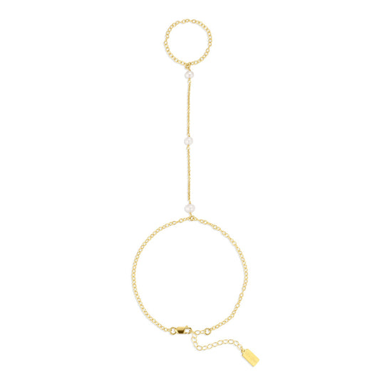 14k Gold Filled Hand Chain with Freshwater Pearls Bobbi