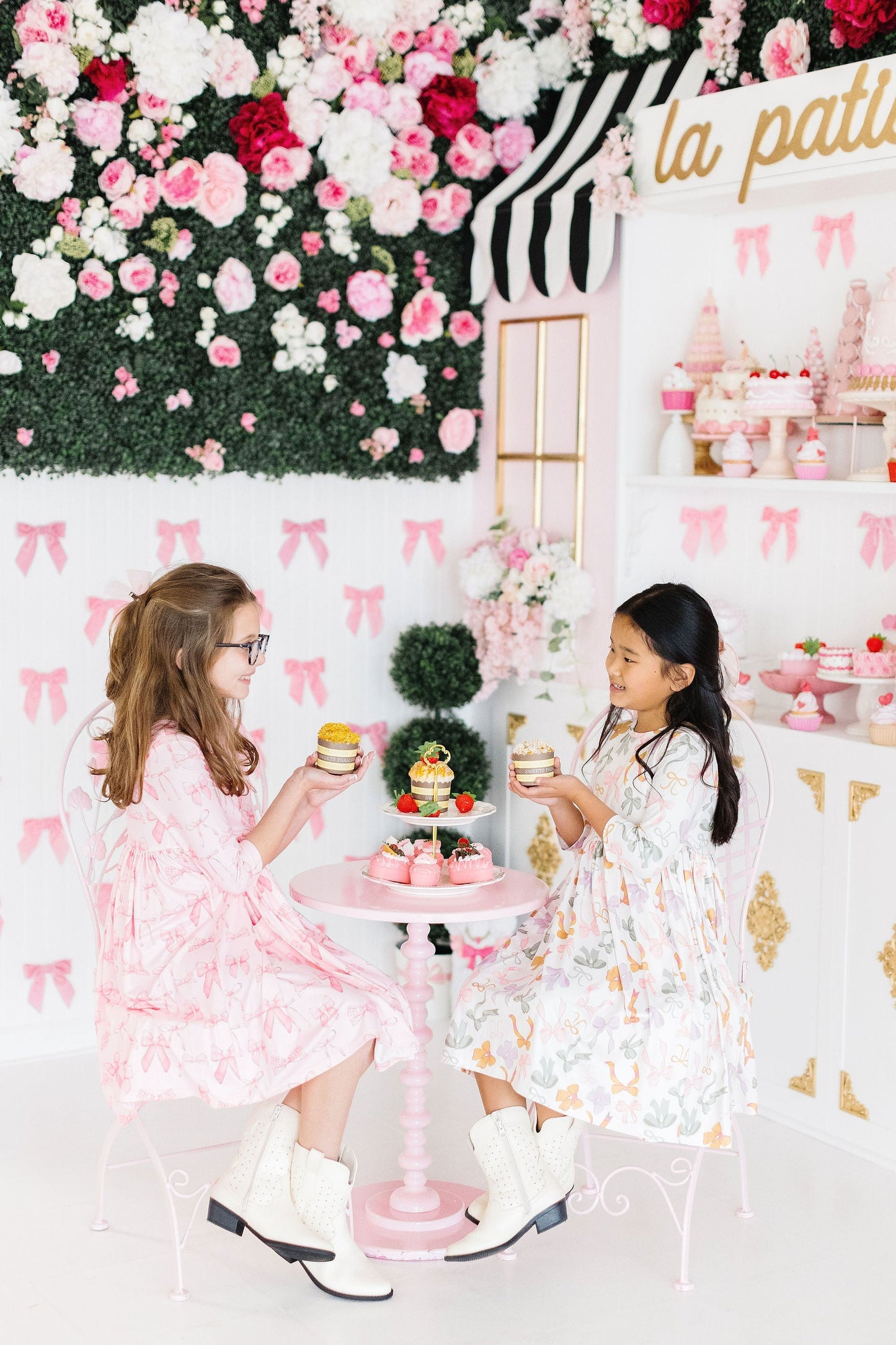 Boho Bows 3/4 Sleeve Twirl Dress with Pocket