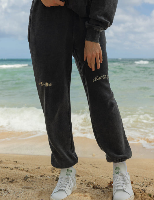 Unisex Black Sweatpant Relaxed Fit Bold as Lions