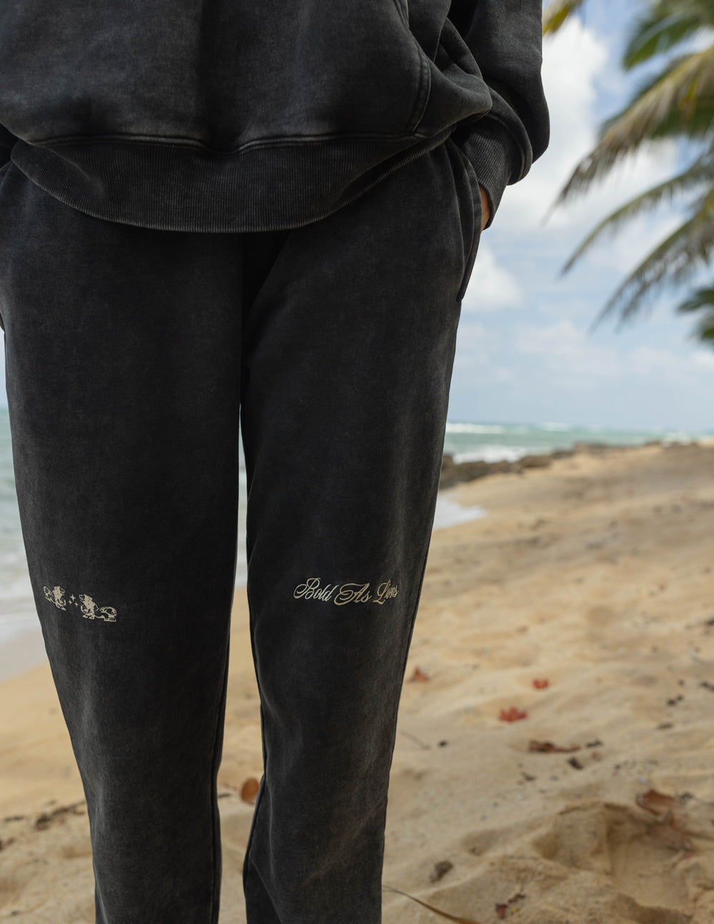 Unisex Black Sweatpant Relaxed Fit Bold as Lions