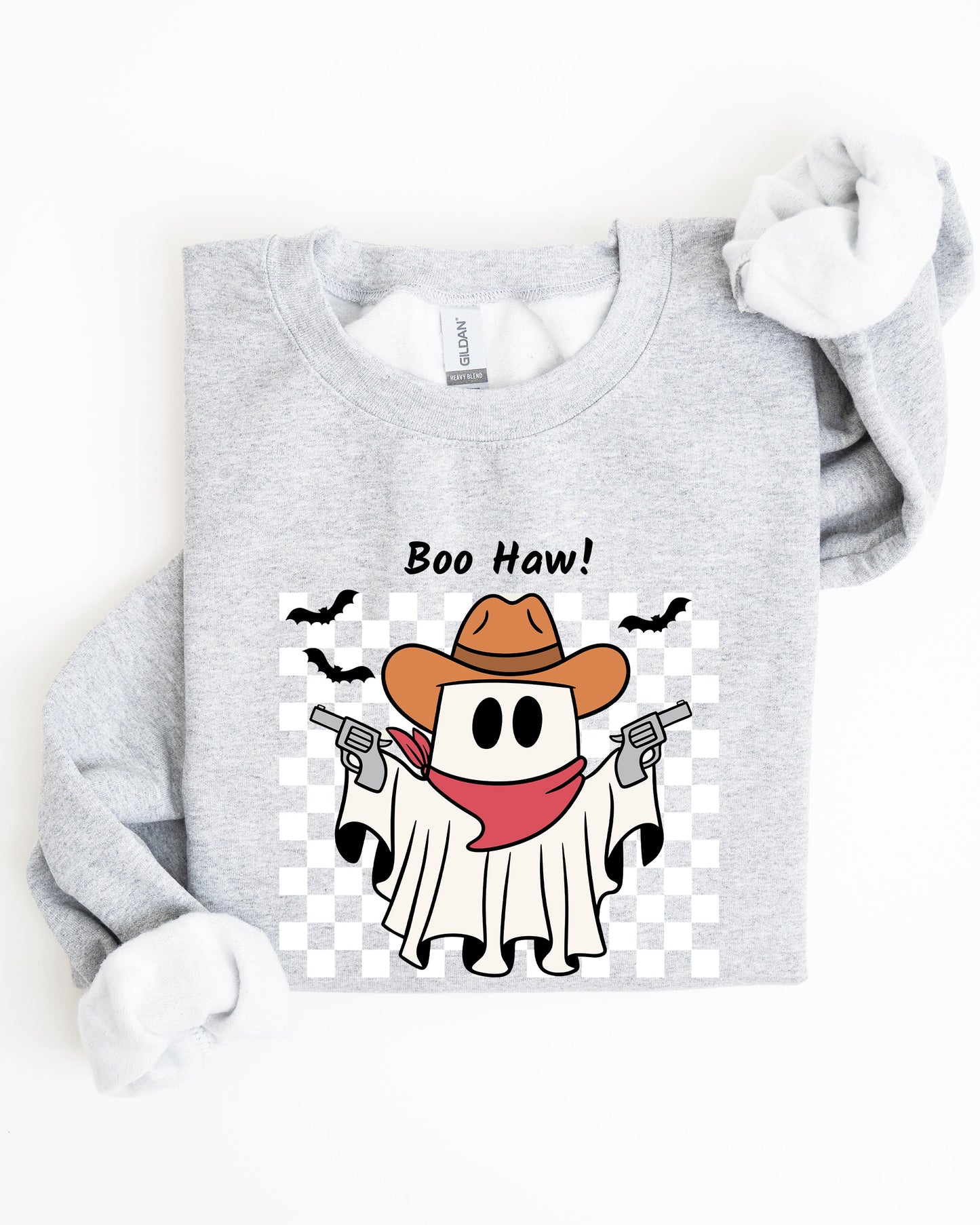 Boo Haw Cowboy Ghost Checkered Western Halloween Sweatshirt