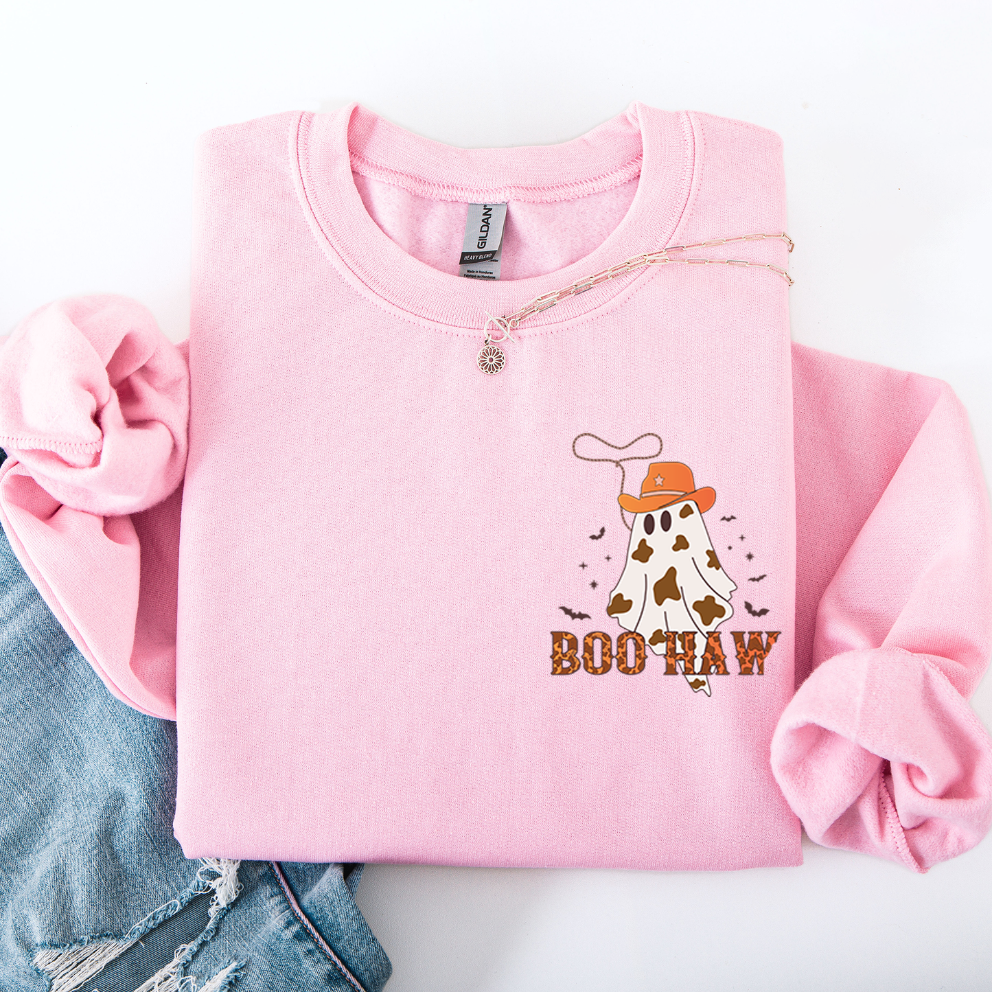 Boo Haw Cowboy Pocket Sweatshirt Western Halloween Country
