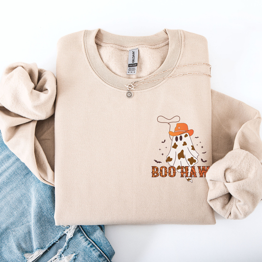 Boo Haw Cowboy Pocket Sweatshirt Western Halloween Country