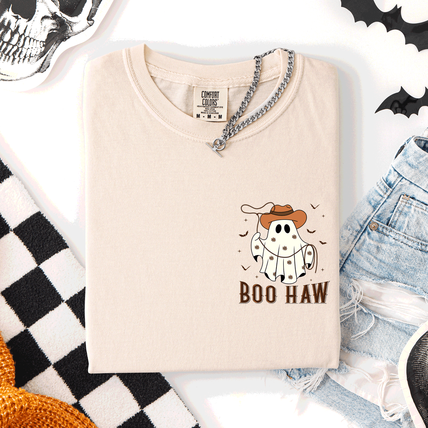 Boo Haw Lasso Cowboy Western Country Halloween Pocket Comfort Colors T-Shirt