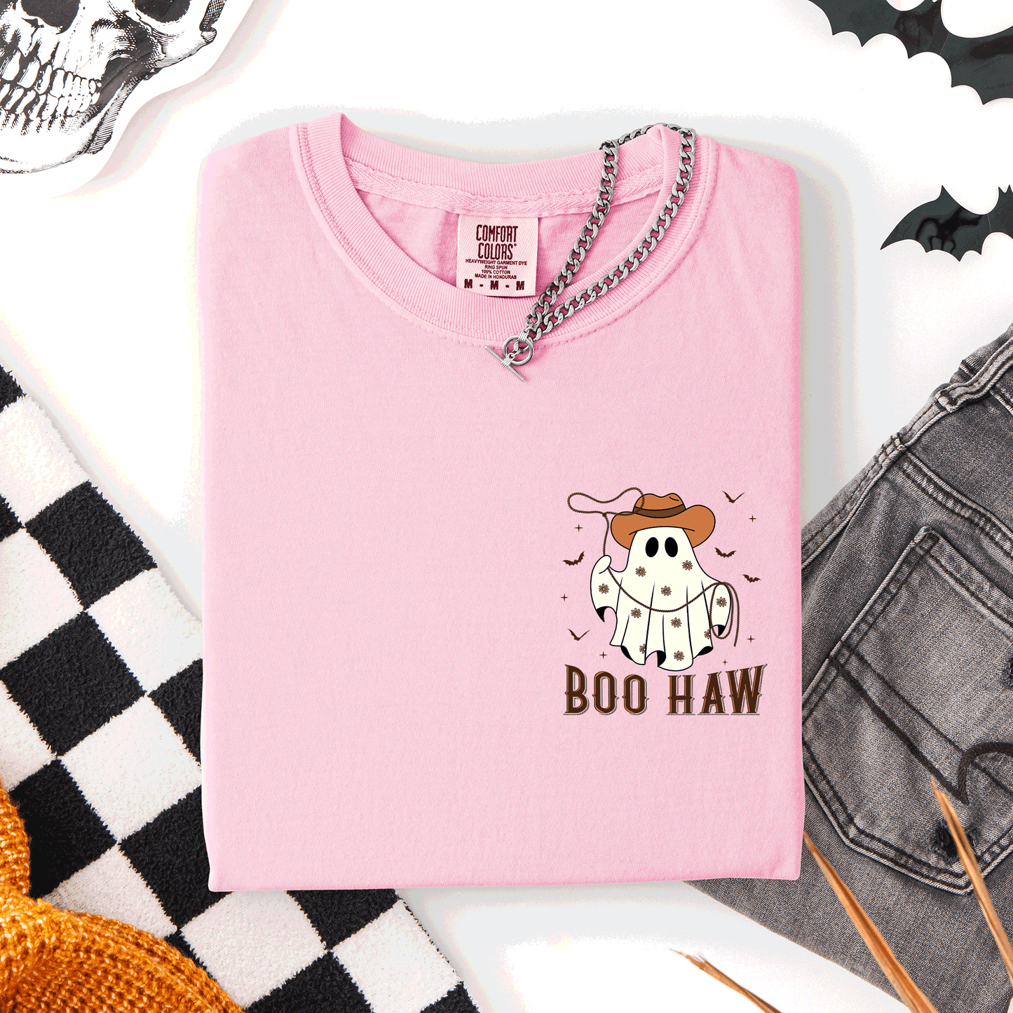 Boo Haw Lasso Cowboy Western Country Halloween Pocket Comfort Colors T-Shirt