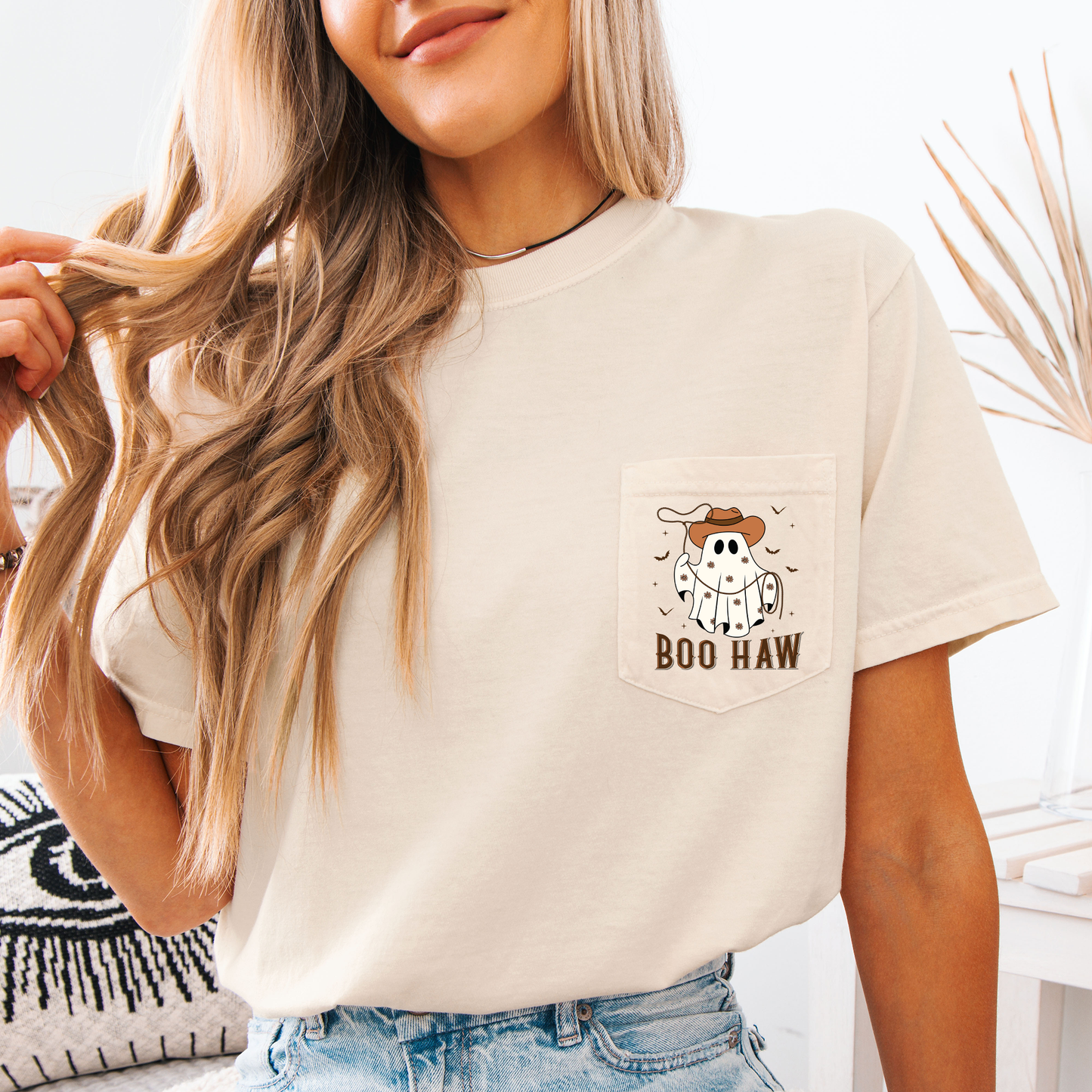Boo Haw Lasso Comfort Colors Pocket T-Shirt Western Cowboy by Refinery Number One
