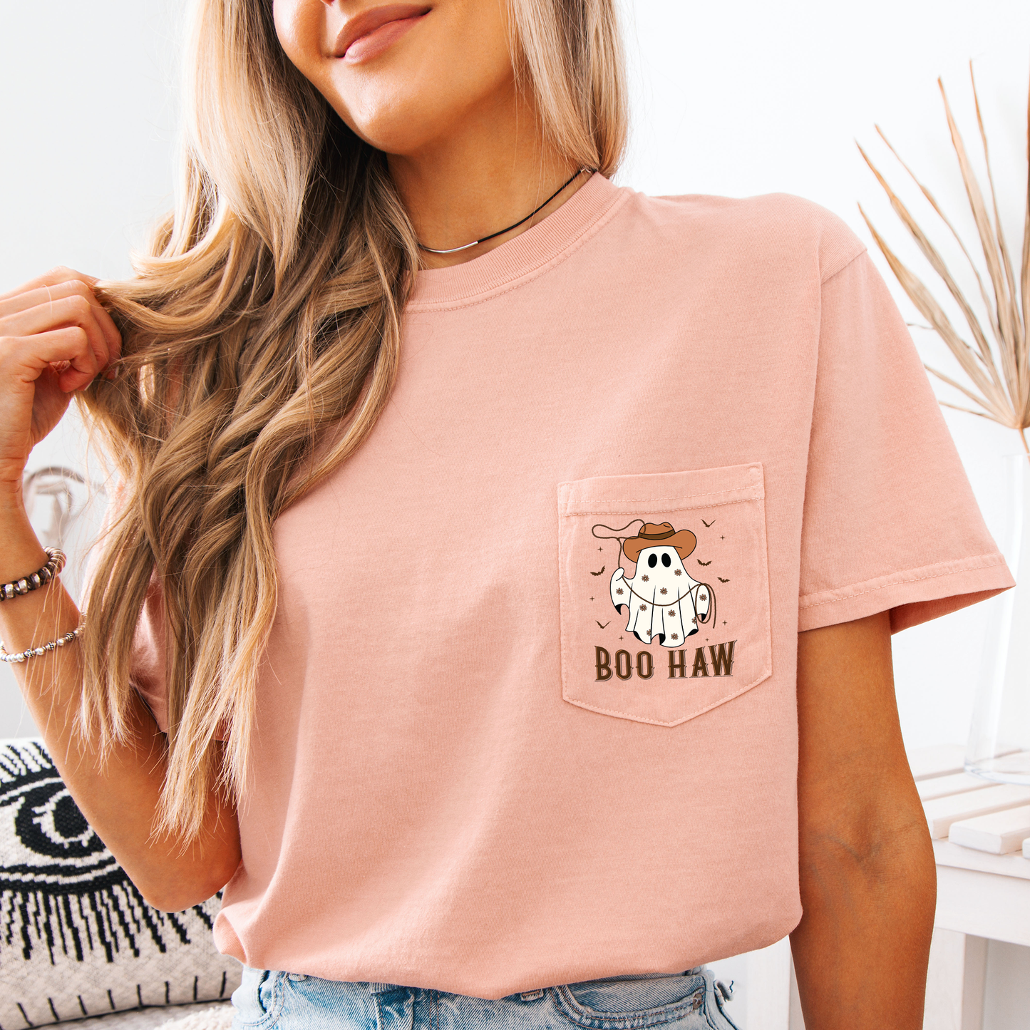 Boo Haw Lasso Comfort Colors Pocket T-Shirt Western Cowboy by Refinery Number One