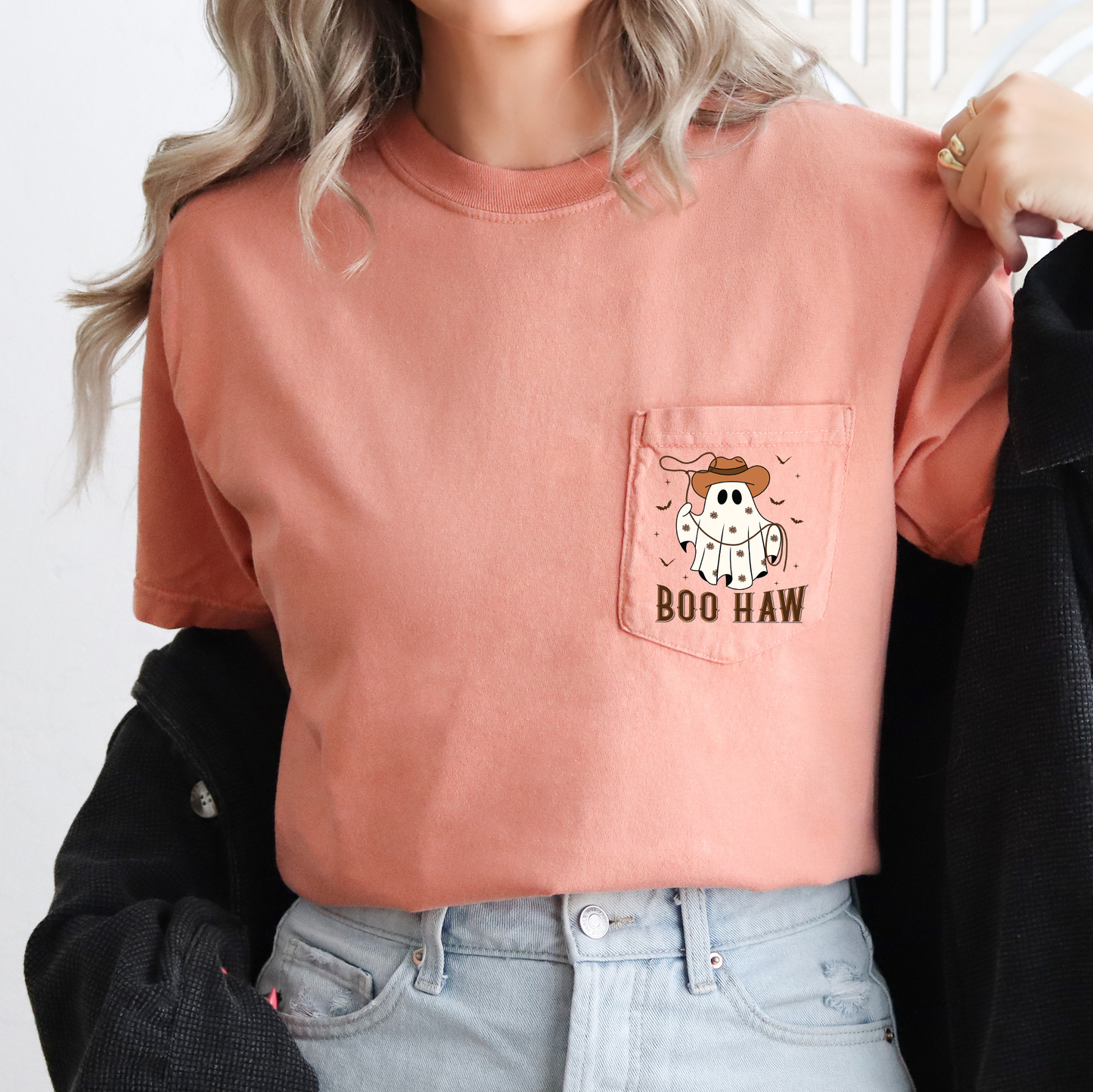 Boo Haw Lasso Comfort Colors Pocket T-Shirt Western Cowboy by Refinery Number One