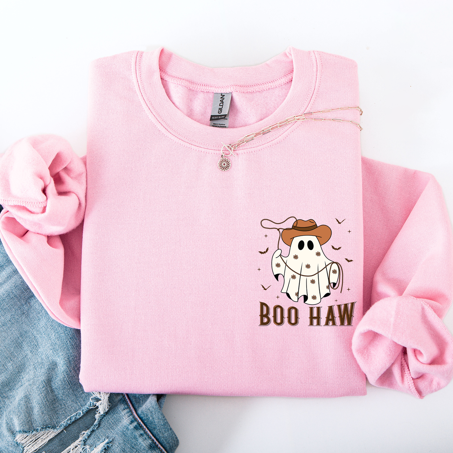 Boo Haw Lasso Pocket Sweatshirt Western Cowboy Halloween