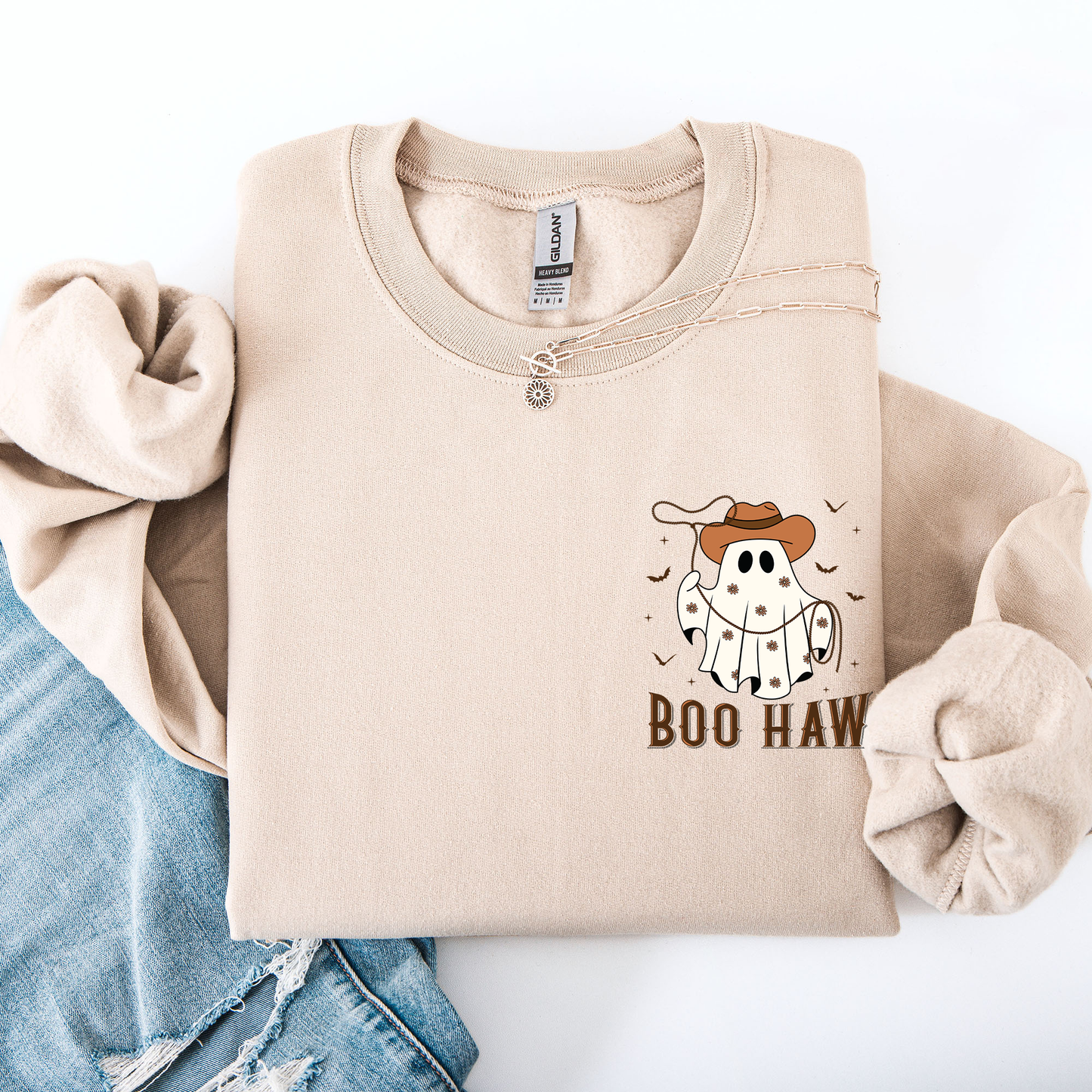 Boo Haw Lasso Pocket Sweatshirt Western Cowboy Halloween