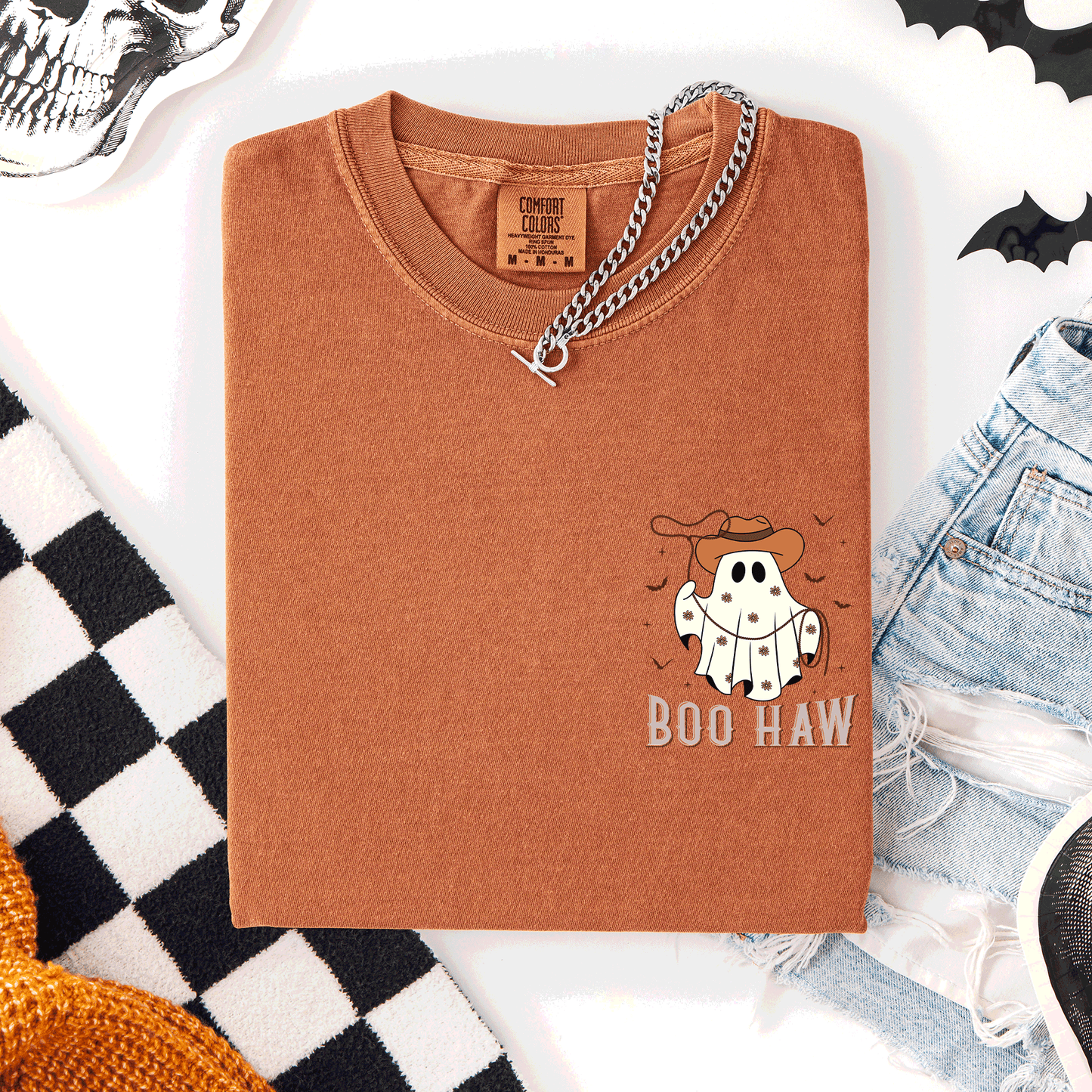 Boo Haw Lasso Cowboy Western Country Halloween Pocket Comfort Colors T-Shirt
