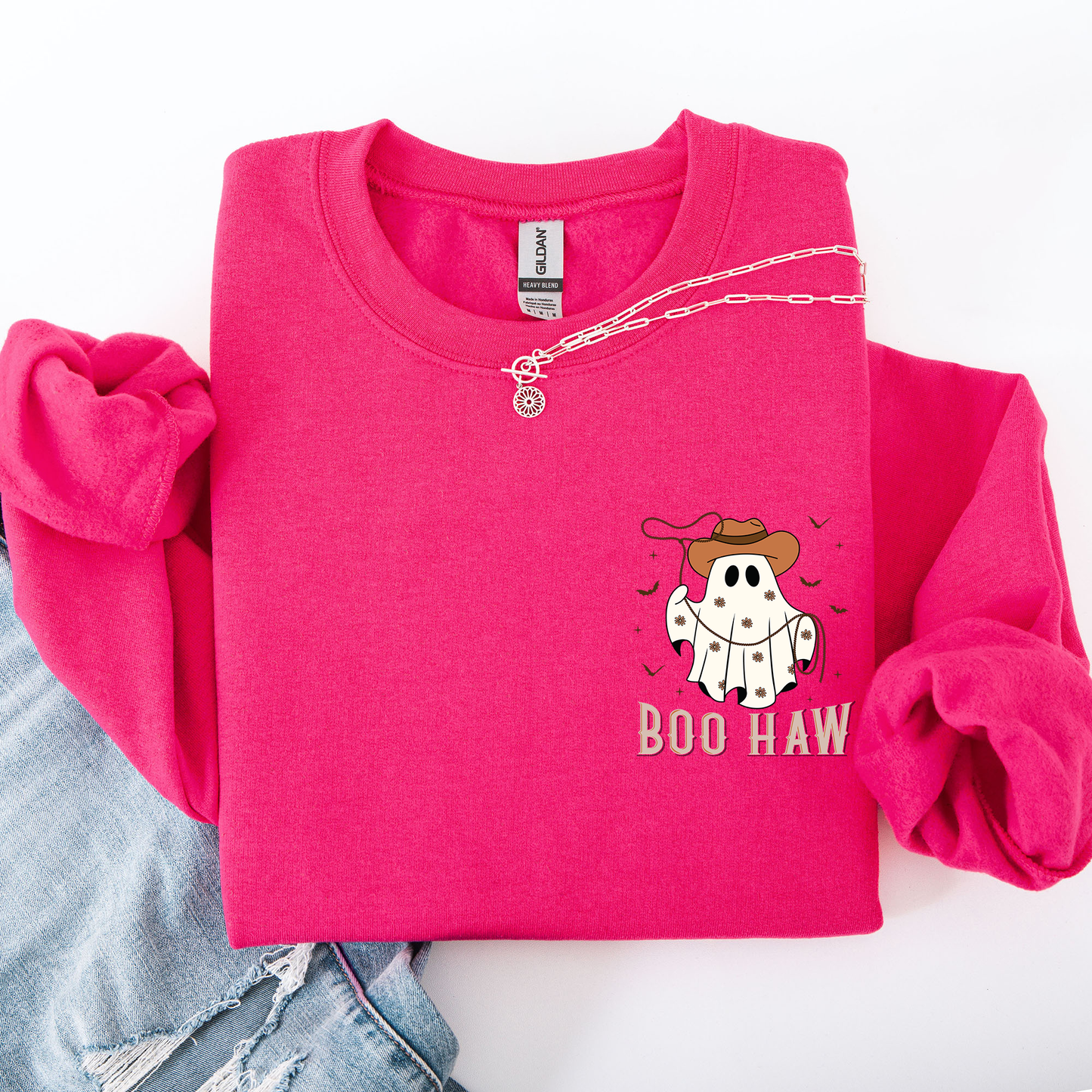 Boo Haw Lasso Pocket Sweatshirt Western Cowboy Halloween