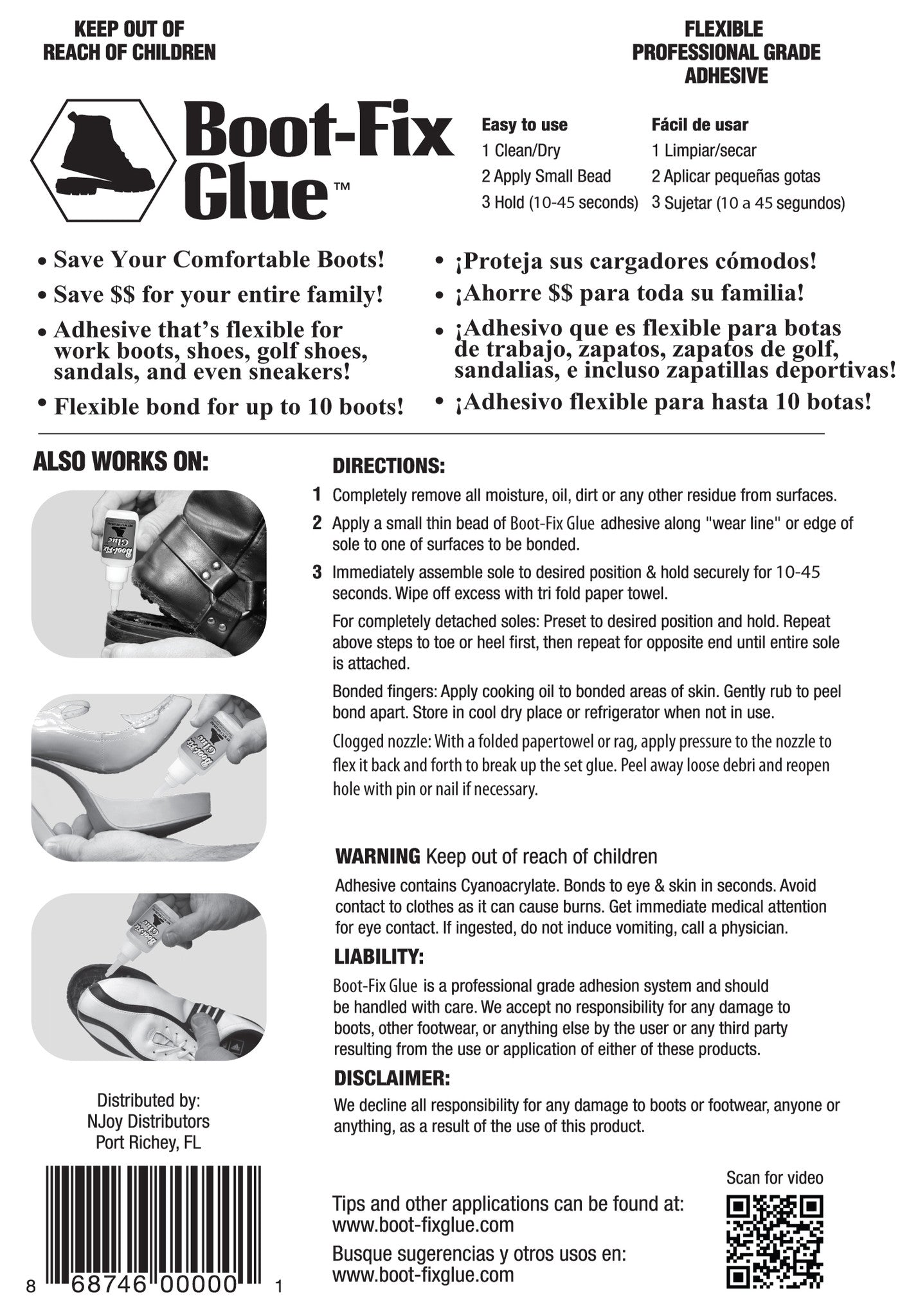 Shoe-Fix Flexible Shoe Glue 2-pack Boot-Fix