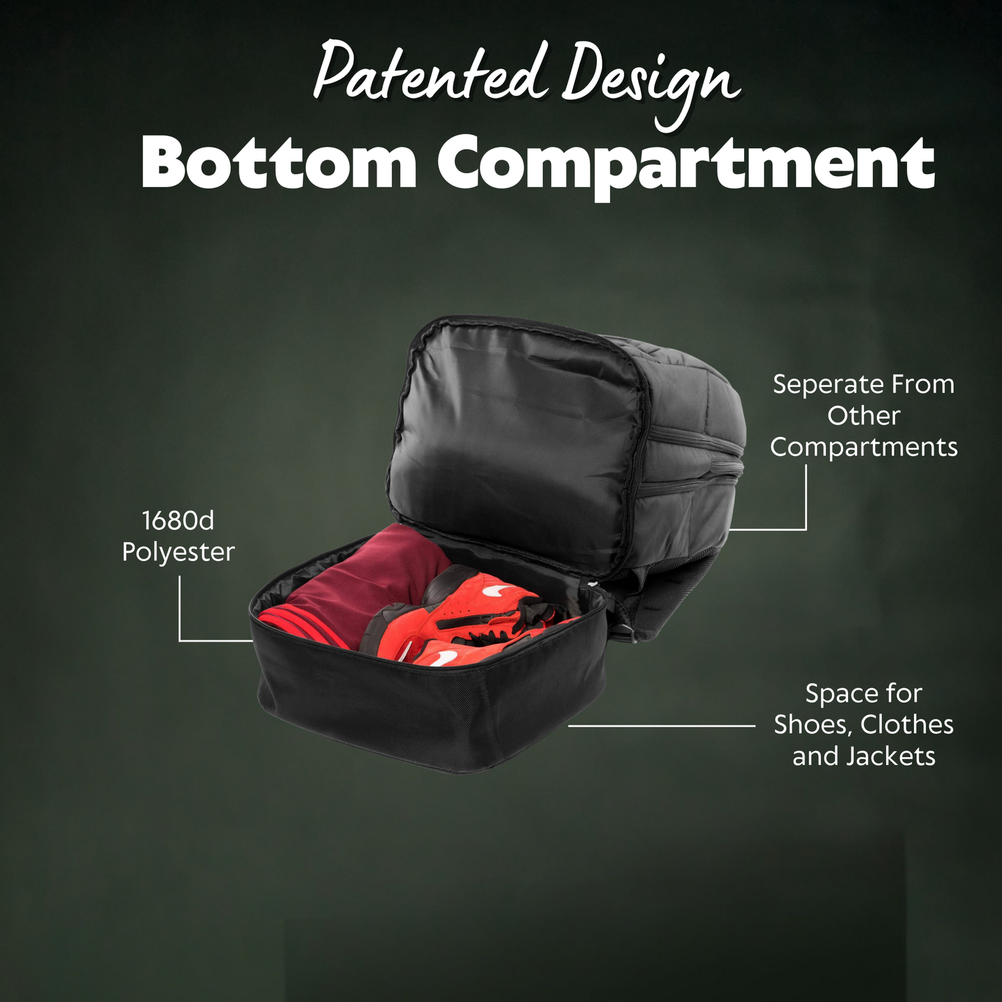 Carry-On Bag Lightweight Travel Backpack For Shoes Clothes Laptop Sole Premise