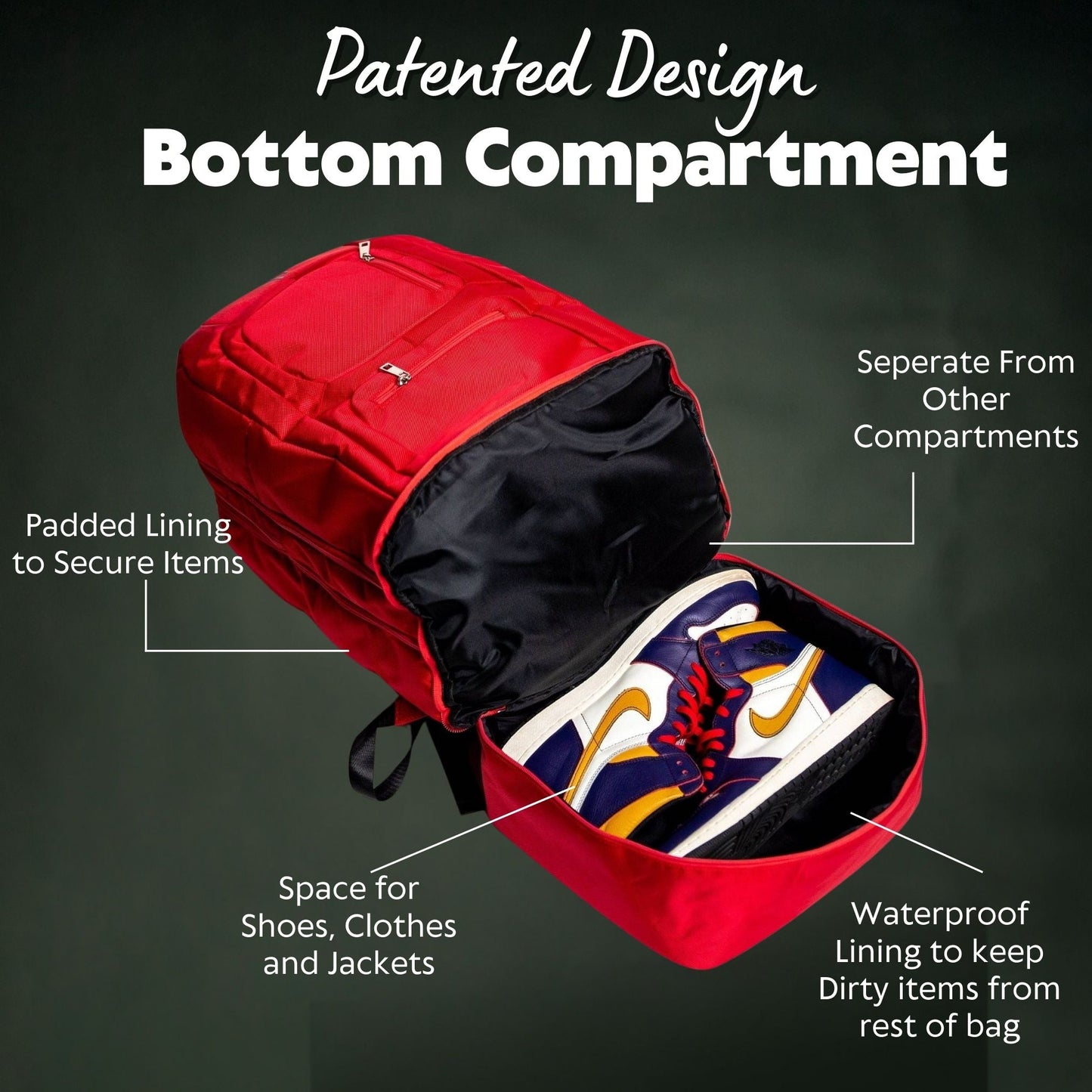 Red Leather Carry-On Patented Backpack Luxury