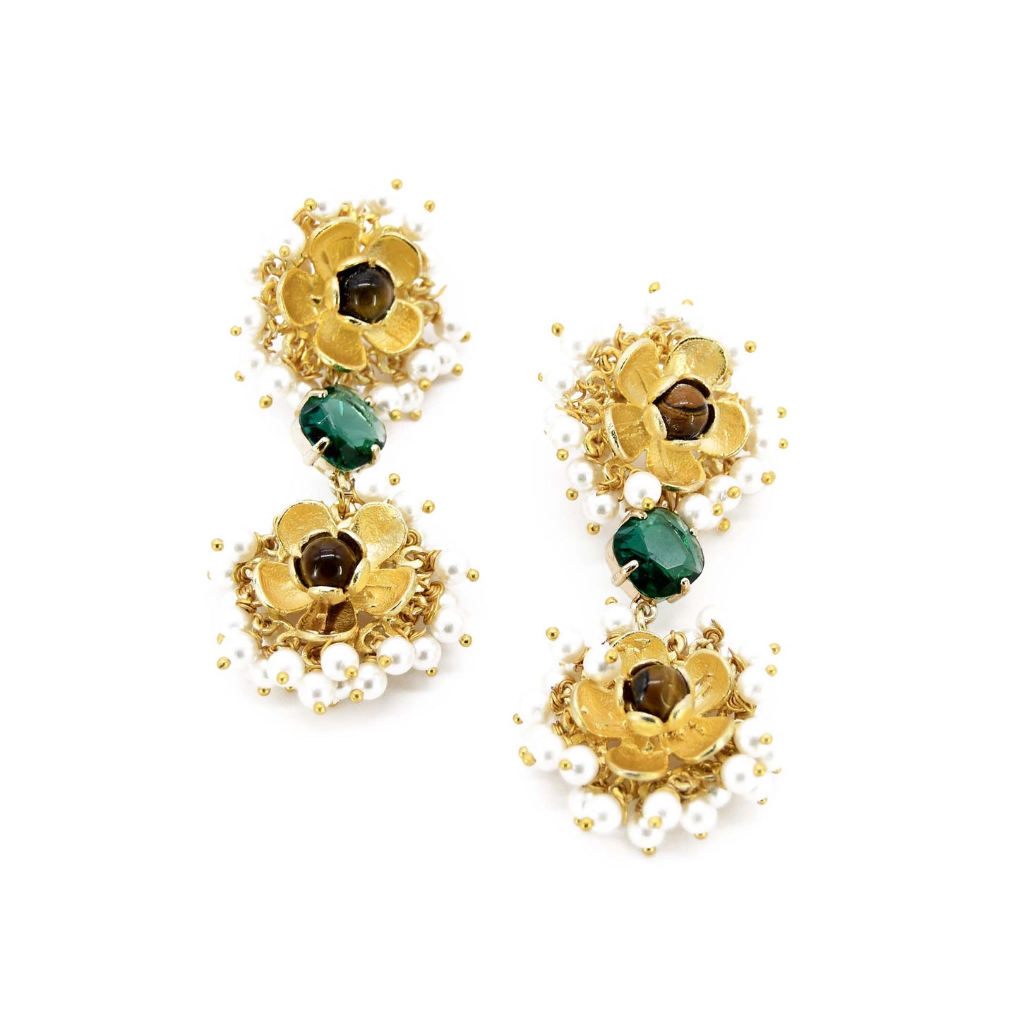 Bouvardia Flower Inspired Gold Plated Earrings ADIBA