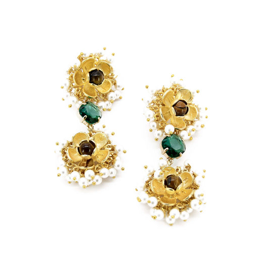 Bouvardia Flower Inspired Gold Plated Earrings ADIBA