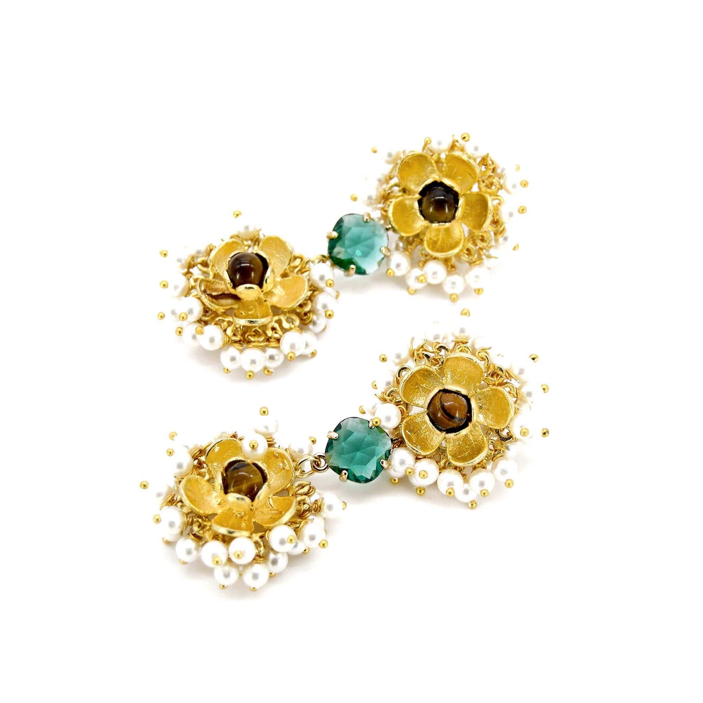 Bouvardia Flower Inspired Gold Plated Earrings ADIBA