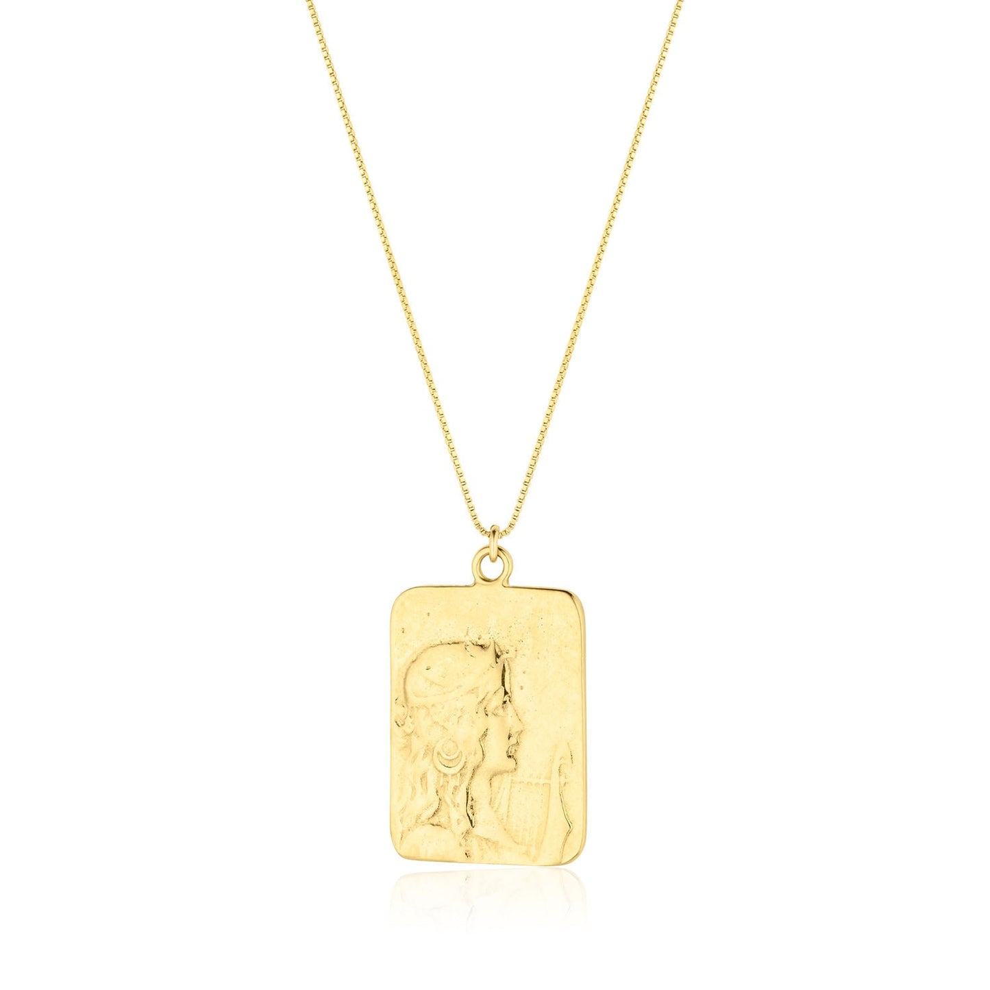 18k Gold Box Chain Necklace with 24k Gold Goddess Pendant Brayden