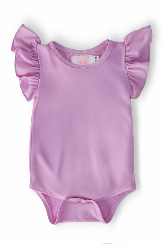 Bright Lilac Flutter Short Sleeve Bodysuit Mila & Rose