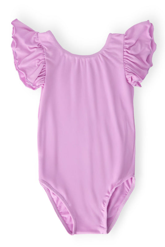 Bright Lilac Flutter Sleeve Short Sleeve Leotard Mila & Rose