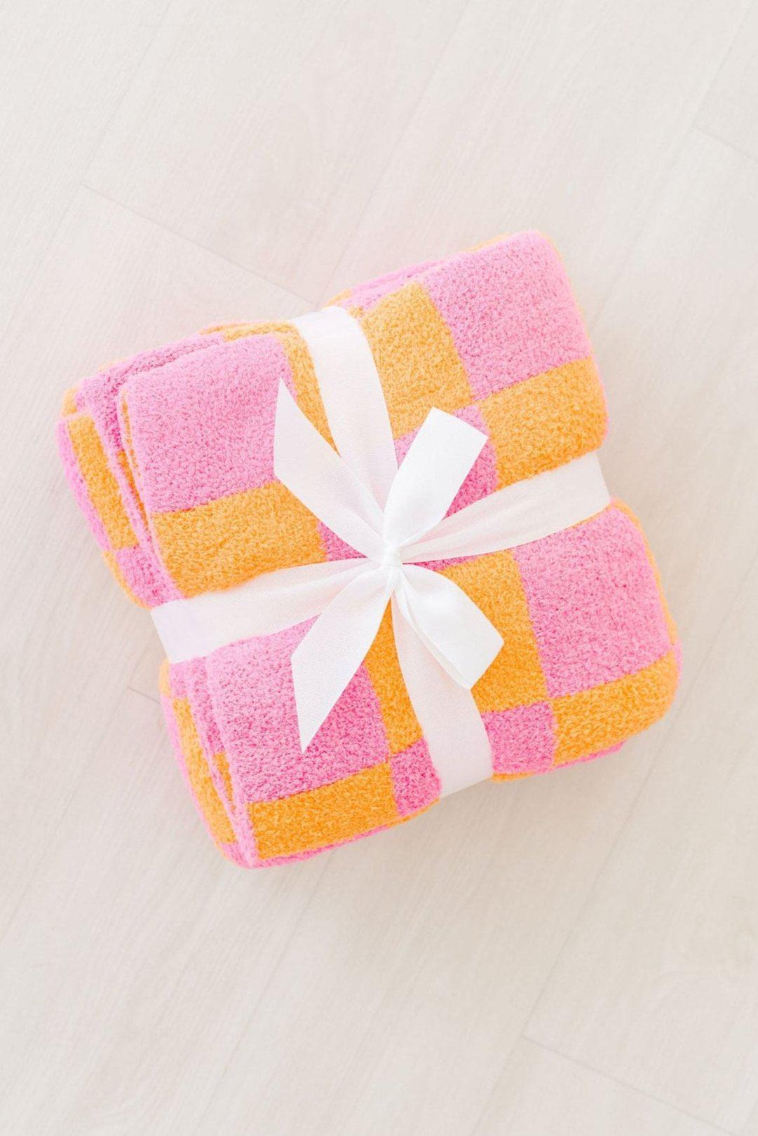 Bright Pink/Orange Cozy Throw Blanket Mila & Rose