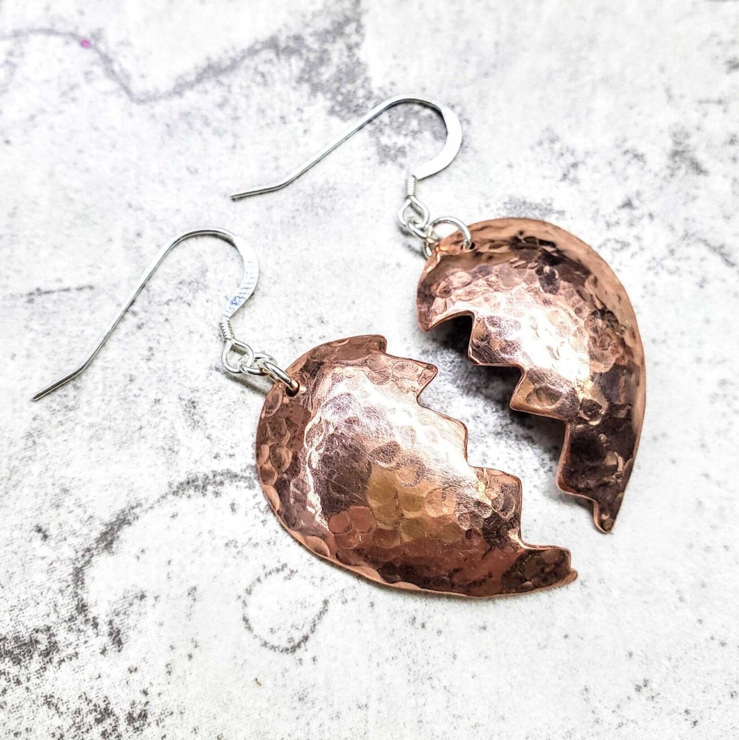 Broken Heart Sculpted Copper Earrings Alexa Martha Designs