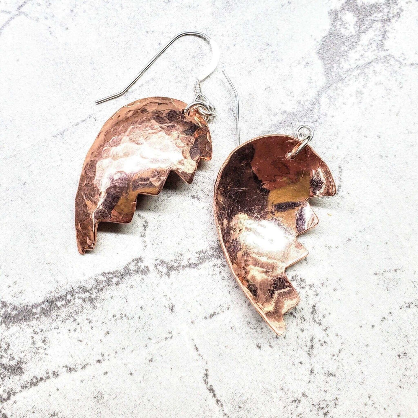 Broken Heart Sculpted Copper Earrings Alexa Martha Designs