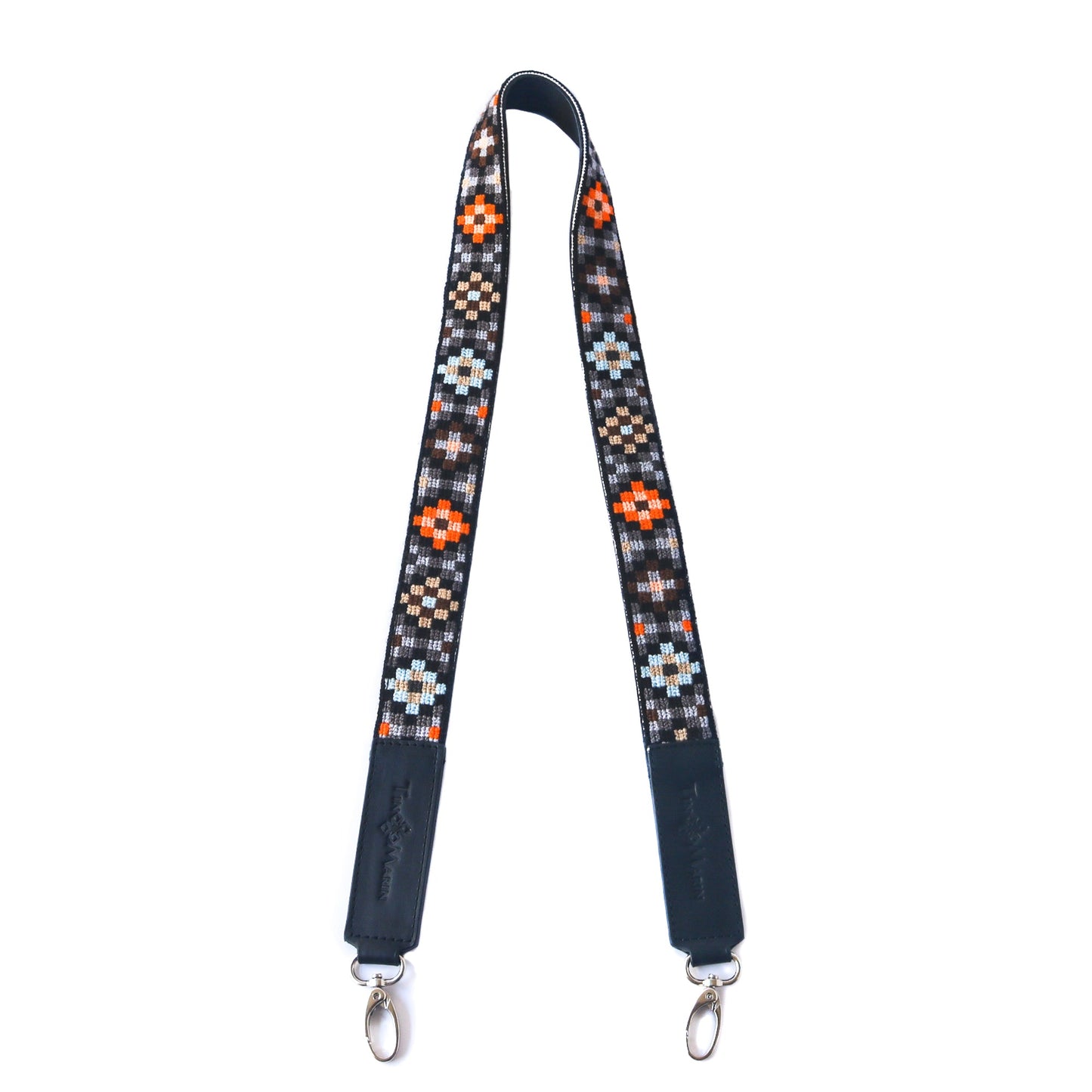 Mai Woven Brown & Orange Leather Bag Strap Tin Marin