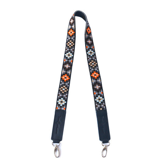 Mai Woven Brown & Orange Leather Bag Strap Tin Marin