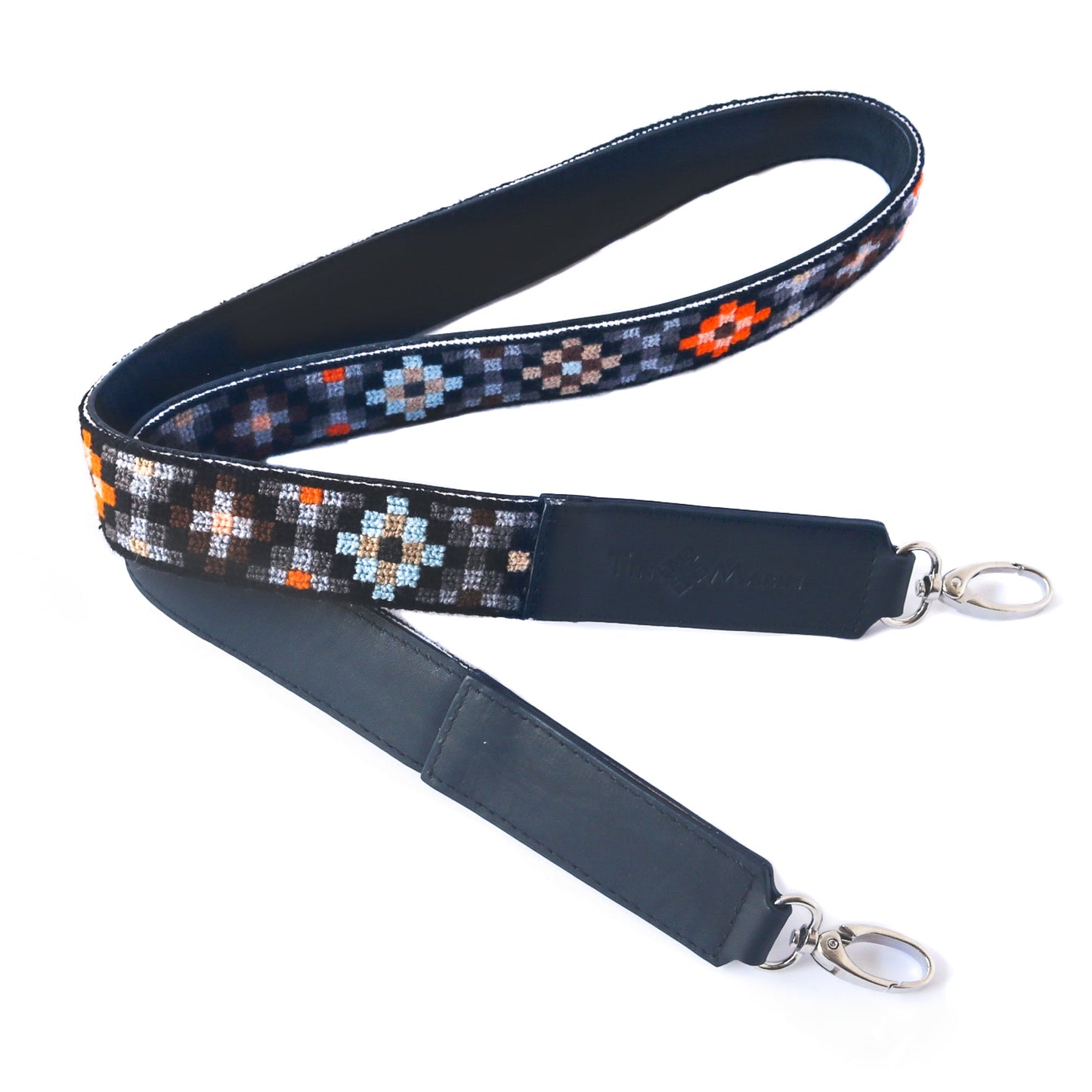 Mai Woven Brown & Orange Leather Bag Strap Tin Marin