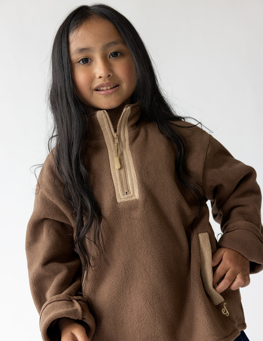 Brown Chestnut Oversized Fleece Kids Pullover