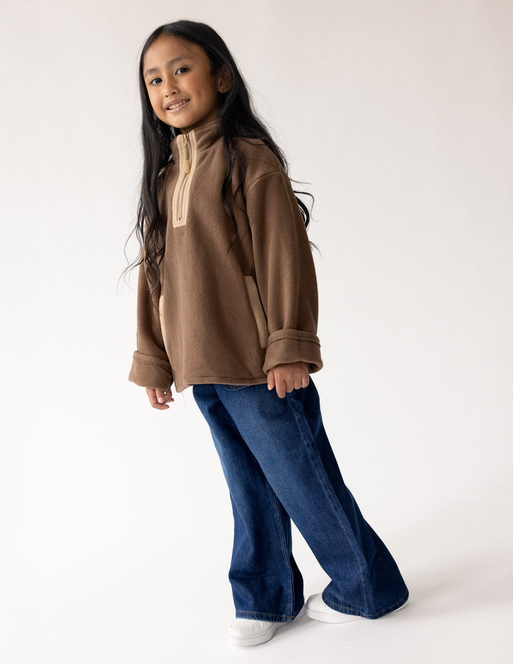 Brown Chestnut Oversized Fleece Kids Pullover