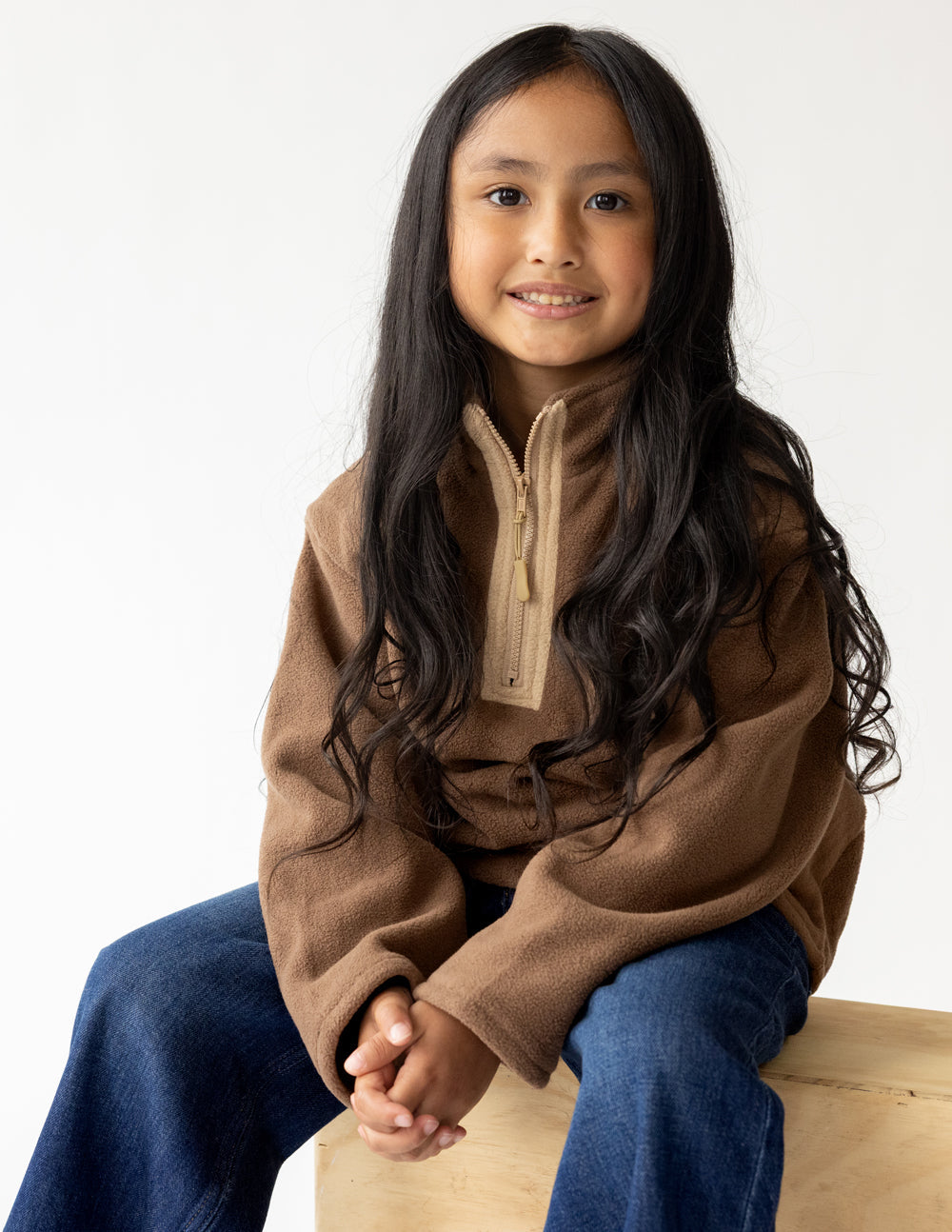 Brown Chestnut Oversized Fleece Kids Pullover