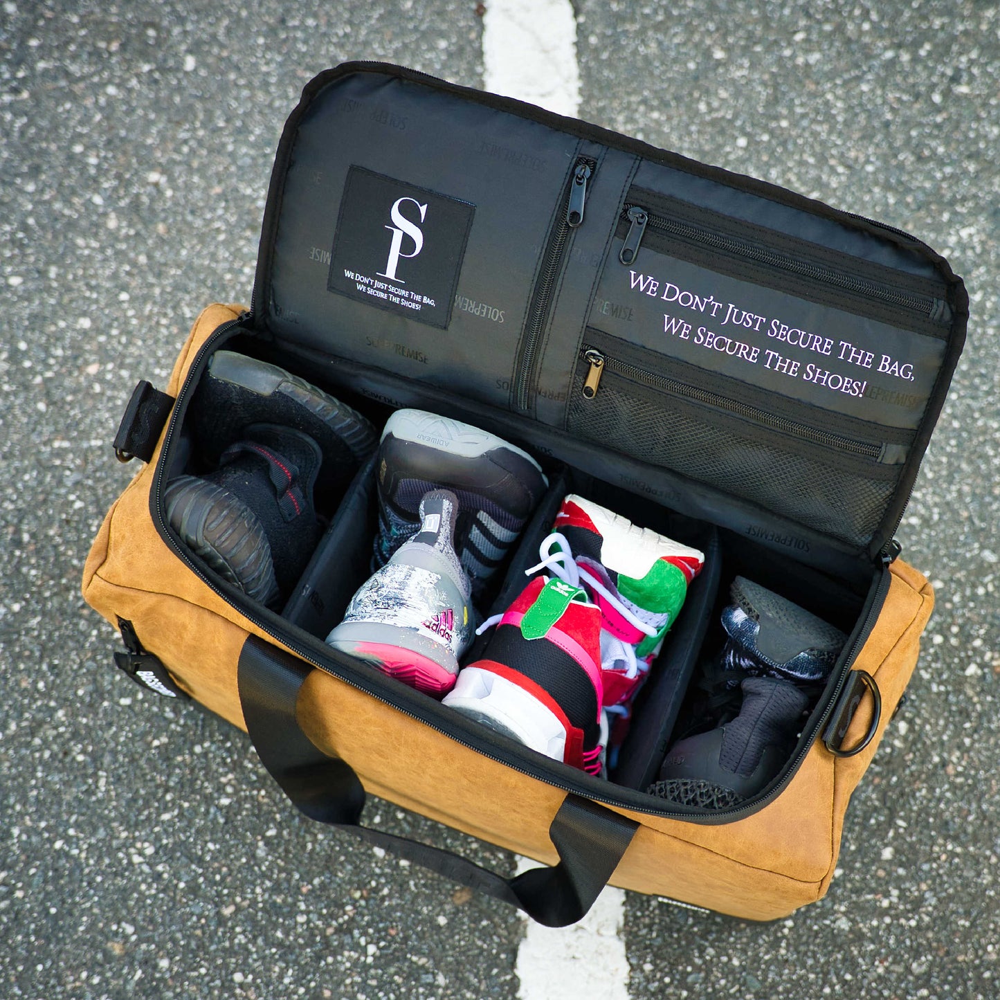 Brown Leather Sneaker Duffle TSA-Approved Carry-On Size Duffle Bag