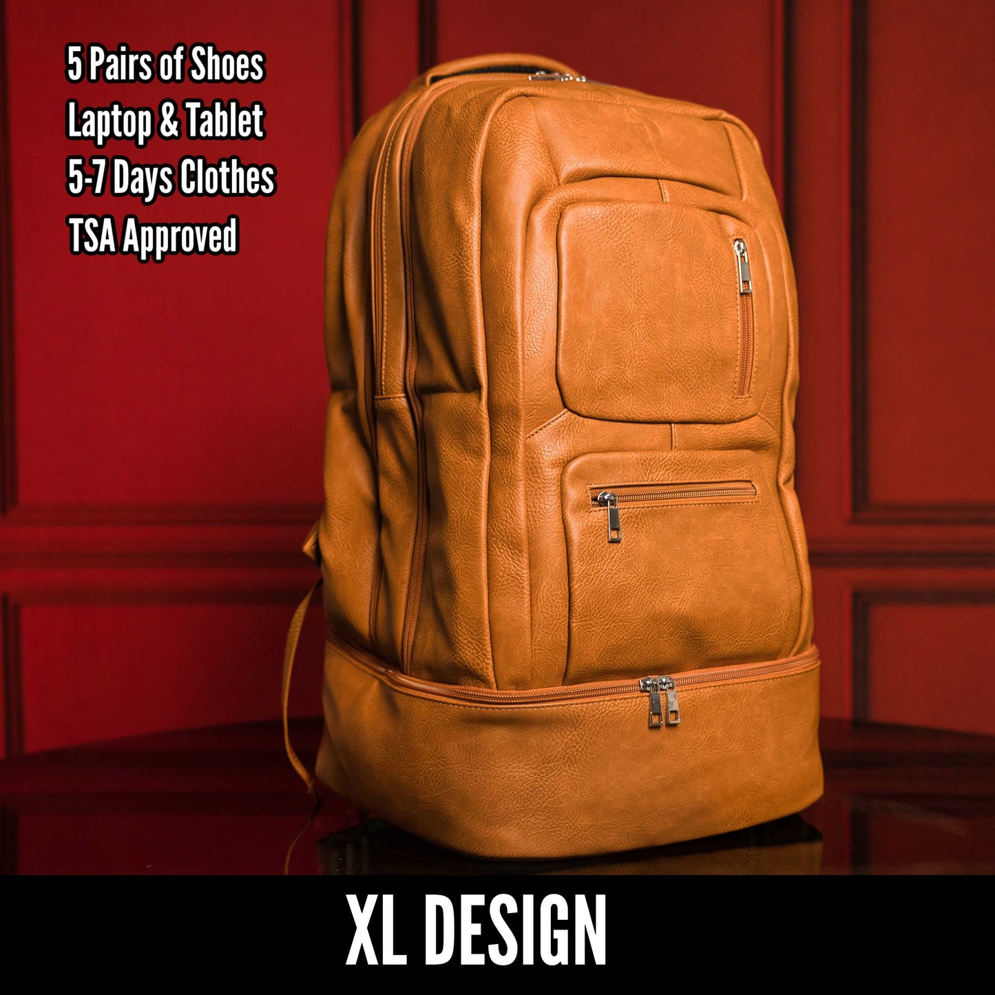 Brown Leather XL Carry-on Bag TSA Approved Sole Premise