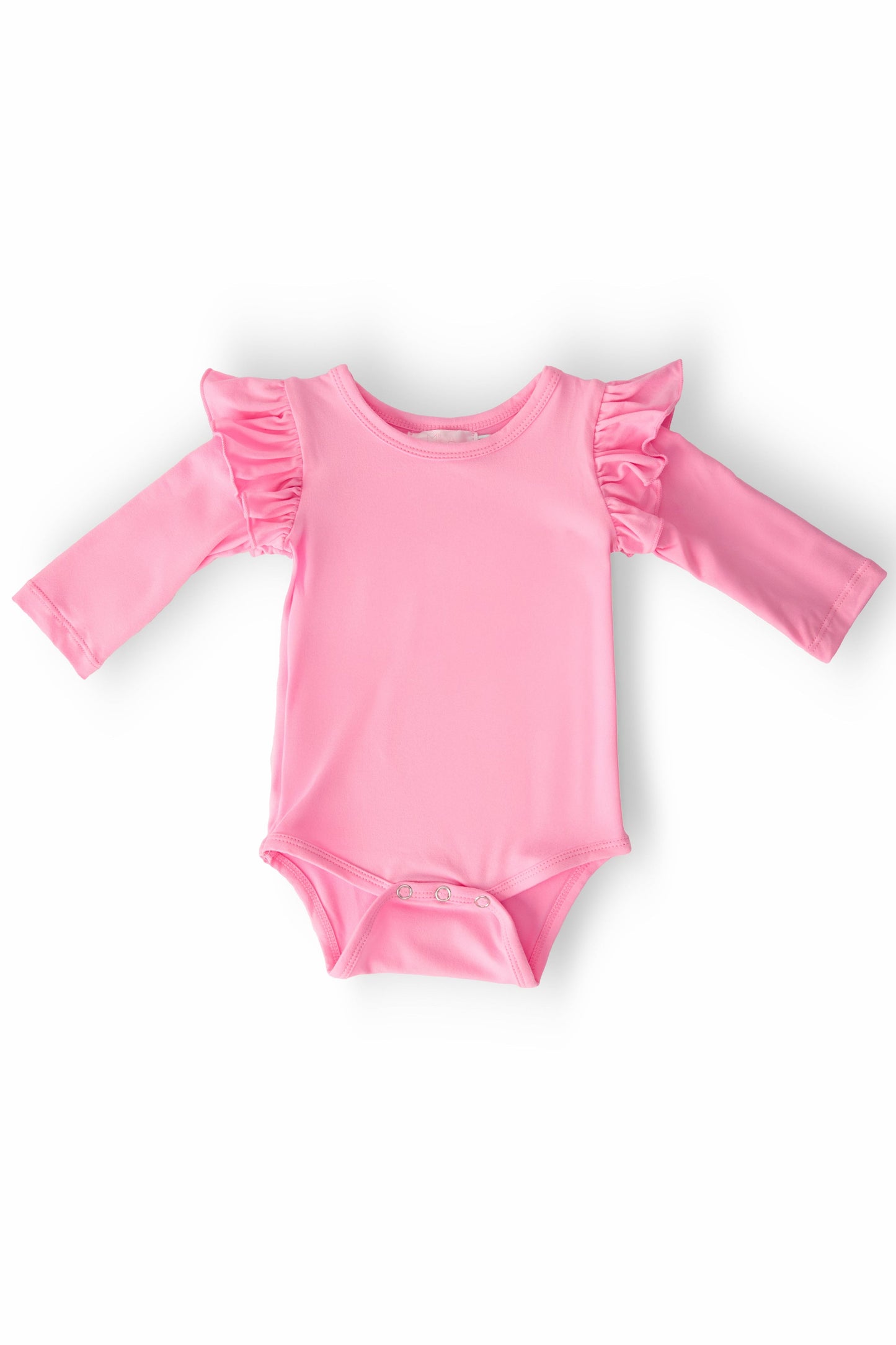 Bubblegum Pink Long Sleeve Flutter Bodysuit Mila & Rose